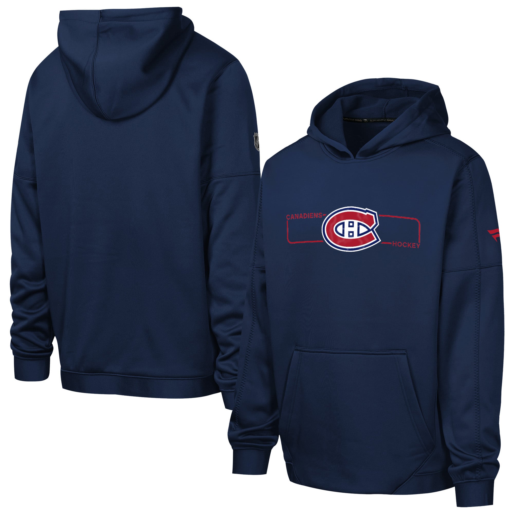 Sweat à capuche authentique en polaire Pro bleu marine des Canadiens de Montréal pour jeunes Fanatics
