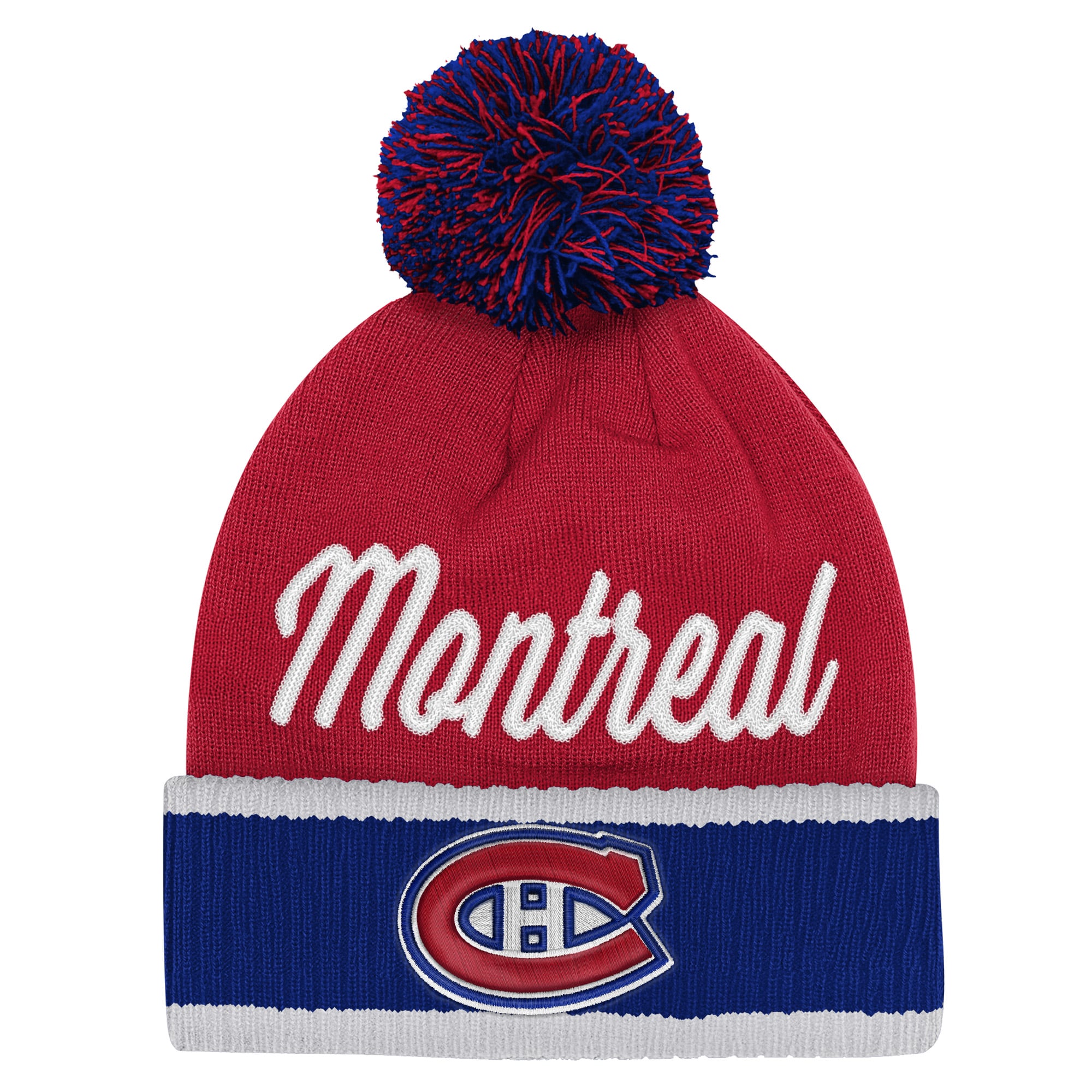 Bonnet tricoté authentique pro à revers Youth Fanatics rouge des Canadiens de Montréal