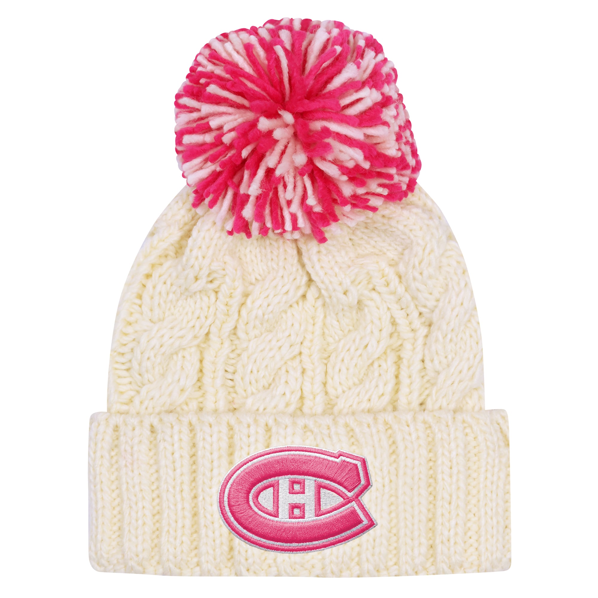 Bonnet tricoté à revers crème Outerstuff des Canadiens de Montréal avec pompon