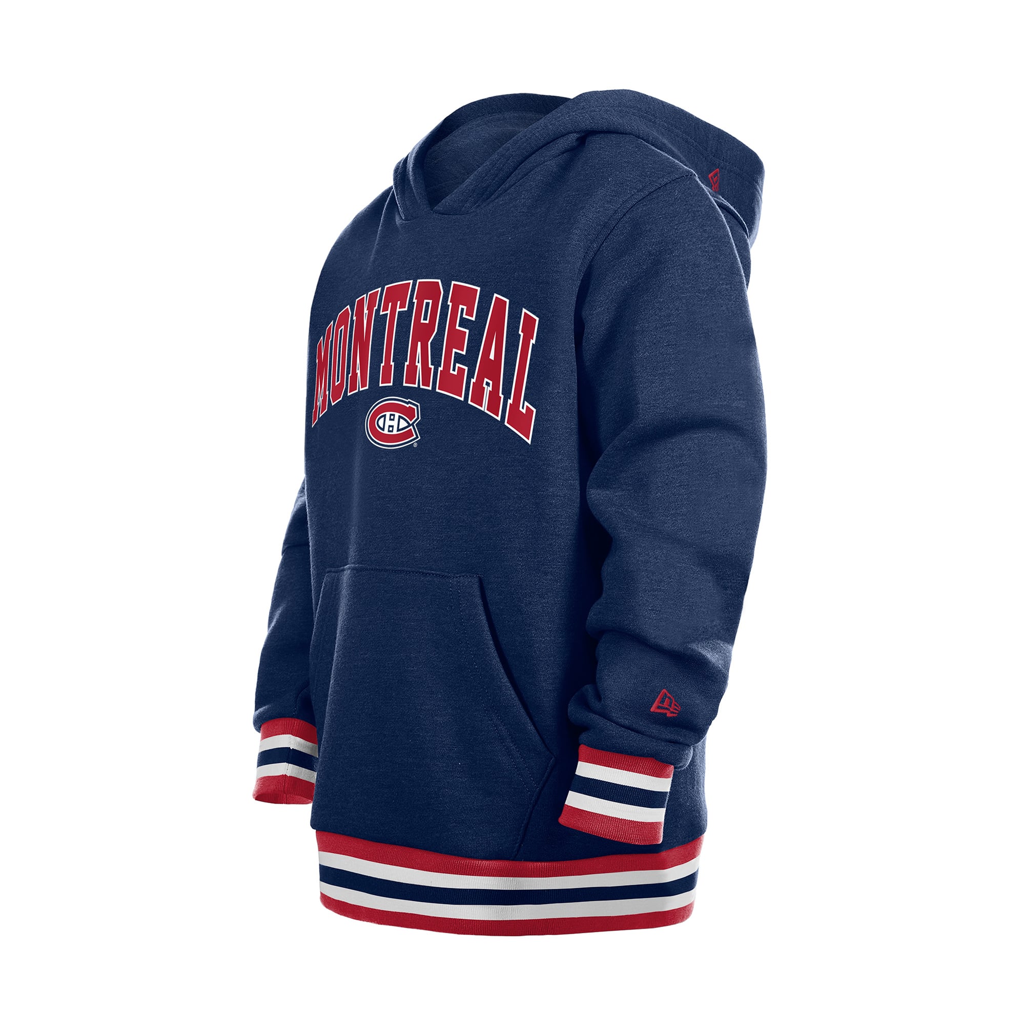 Youth New Era Navy Montreal Canadiens Knit Trim Pullover Hoodie