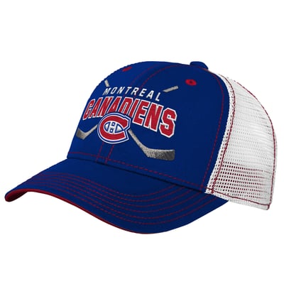 Youth Montreal Canadiens  Outerstuff Blue Lockup Mesh Back Adjustable Hat