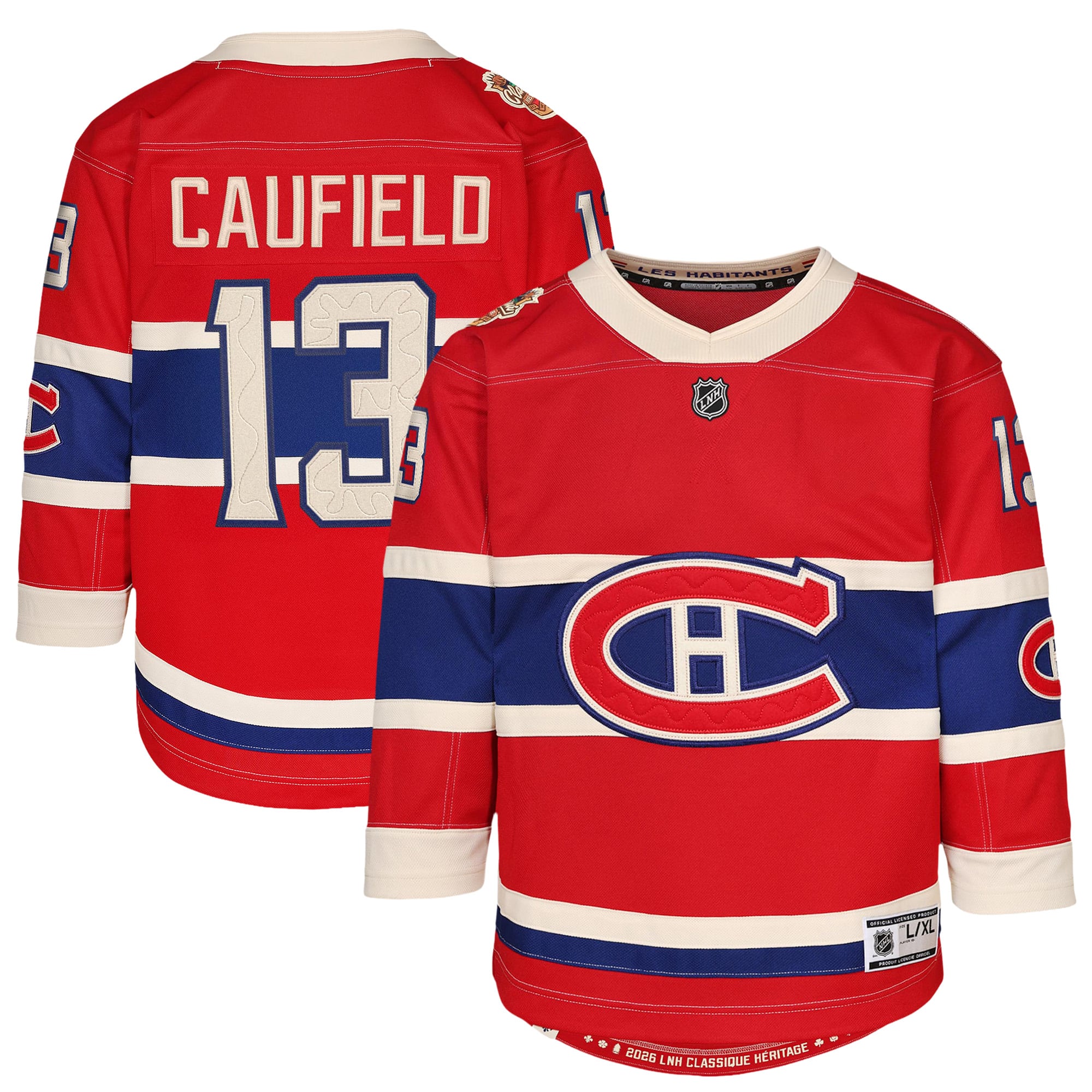 Maillot de joueur Cole Caufield rouge des Canadiens Montréal, Classique Héritage la LNH 2026, pour jeunes (Outerstuff)