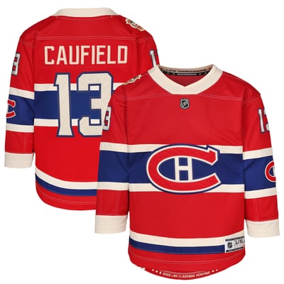 Maillot de joueur Cole Caufield Outerstuff rouge 2026 des Canadiens de Montréal pour jeunes, Classique Héritage de la LNH 2026