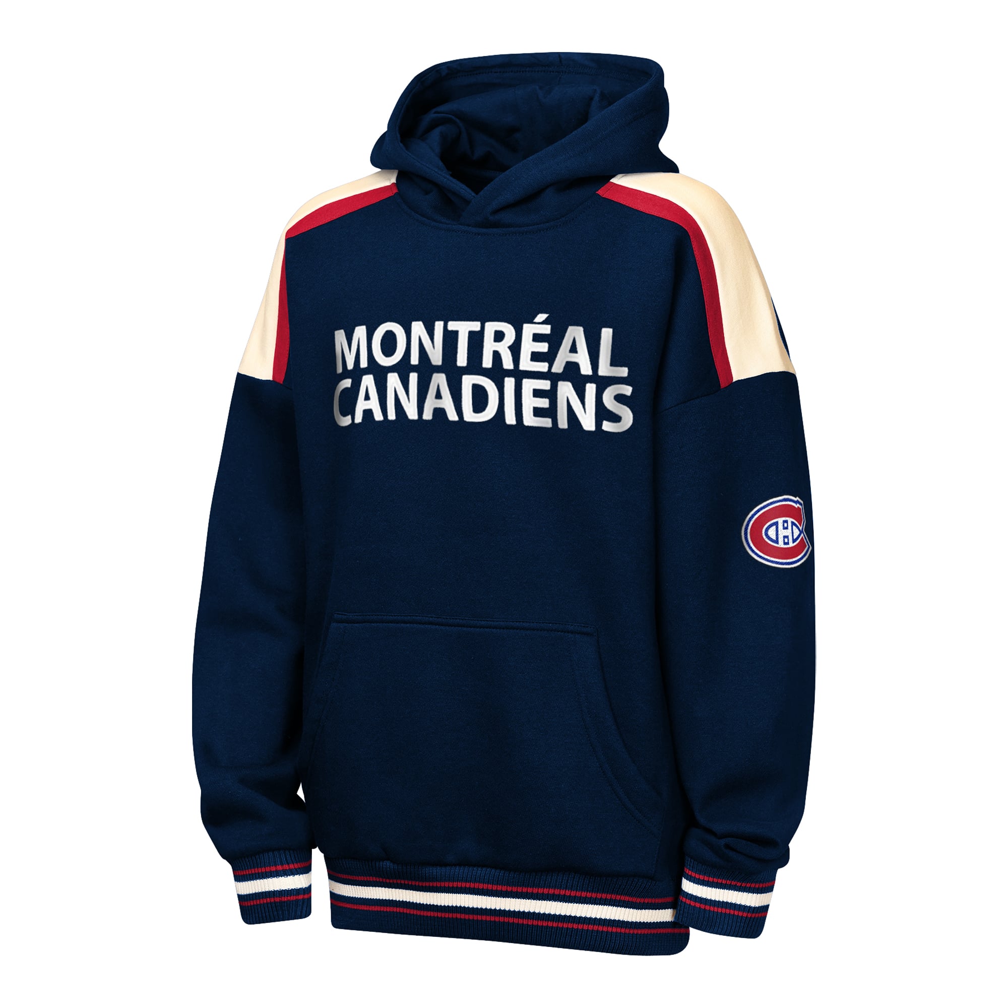 Sweat à capuche oversize en polaire bleu marine Outerstuff pour jeunes, motif camaraderie des Canadiens de Montréal