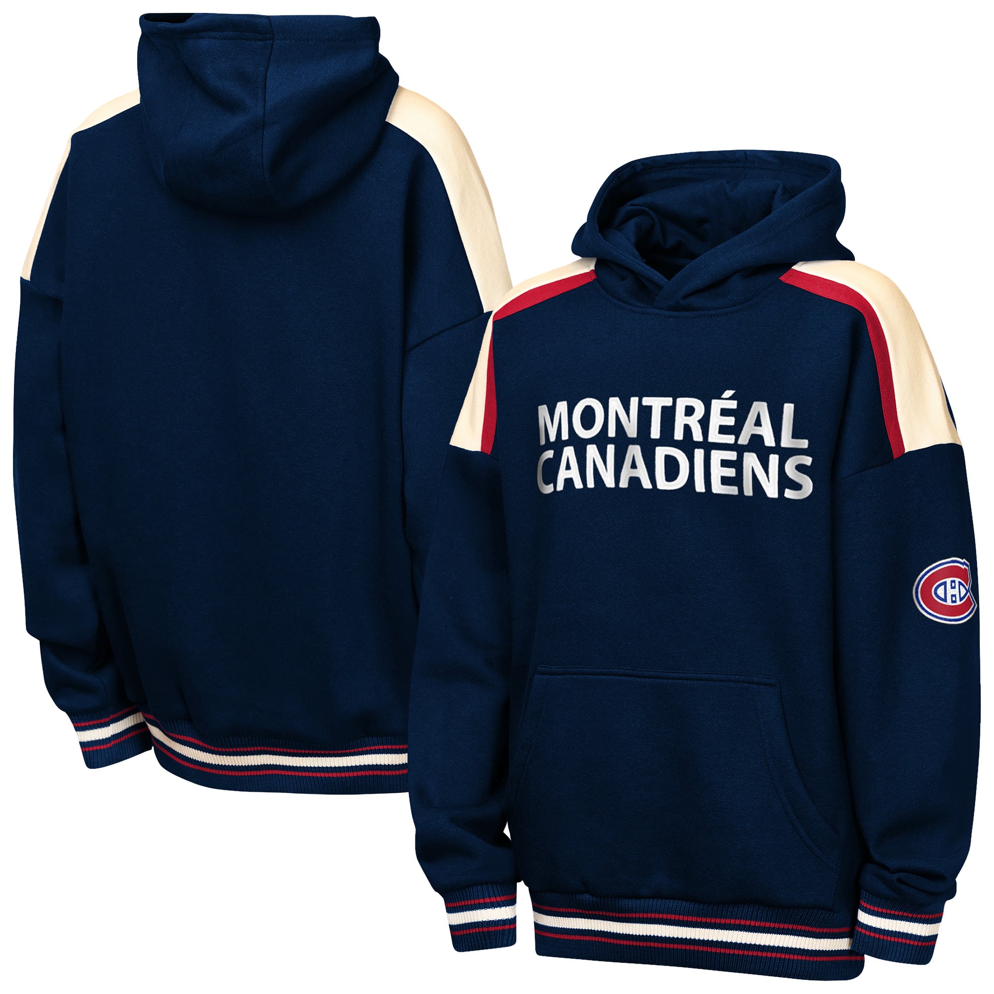 Sweat à capuche oversize en polaire bleu marine Outerstuff pour jeunes, motif camaraderie des Canadiens de Montréal