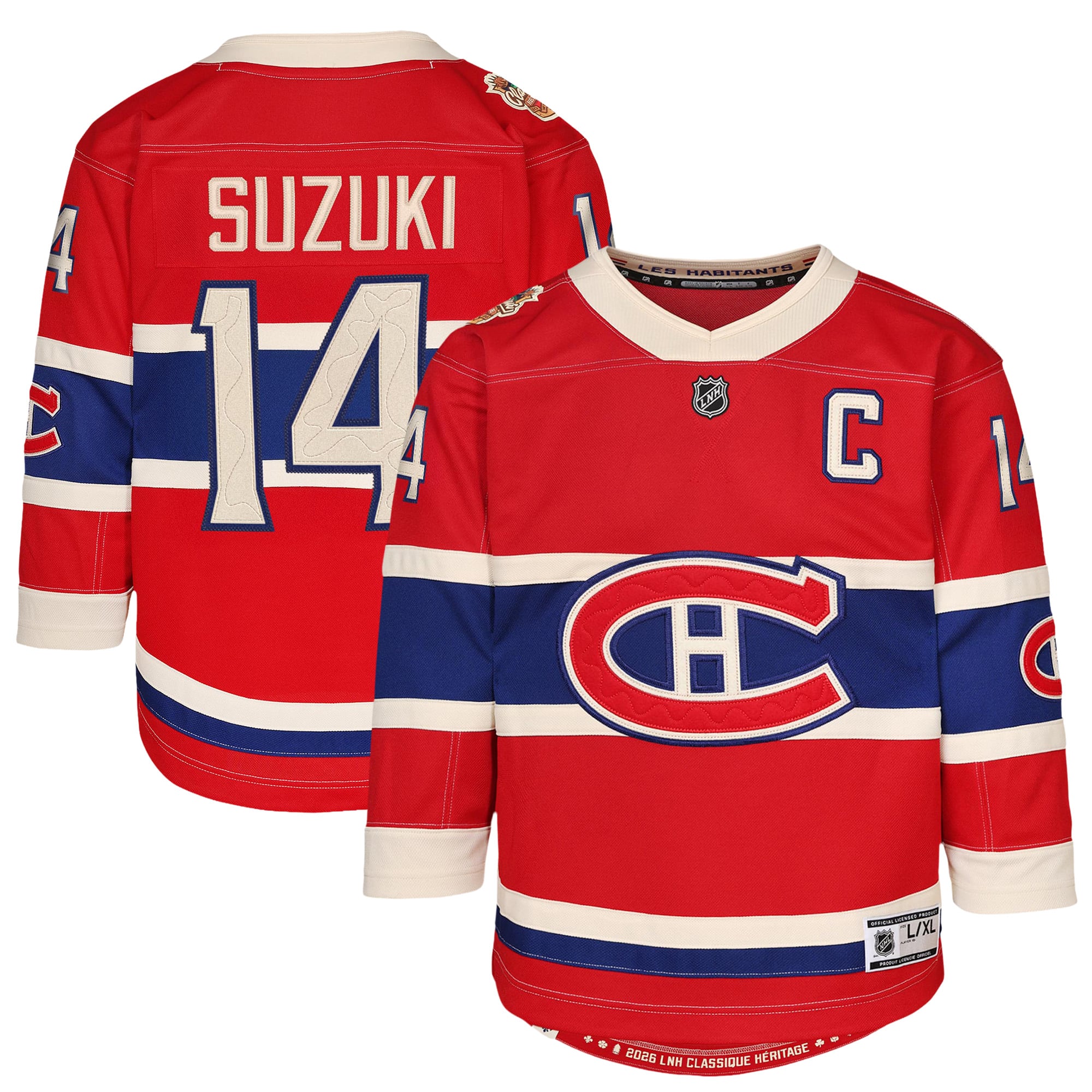 Maillot de joueur Nick Suzuki rouge des Canadiens Montréal, Classique Héritage la LNH 2026, pour jeunes (Outerstuff)