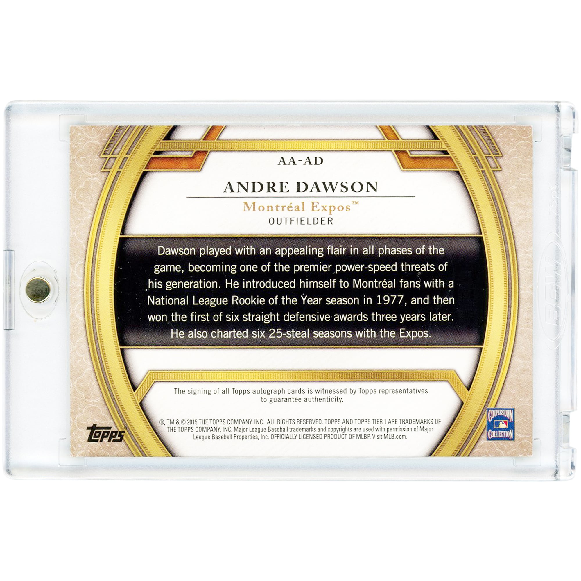 Andre Dawson Montreal Expos Autographed 2015 Topps Tier One Acclaimed #AA-AD #46/50 Card