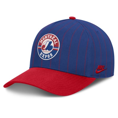 Casquette ajustable Nike Cooperstown Rise A-Frame pour homme des Expos de Montréal - Bleu/Rouge