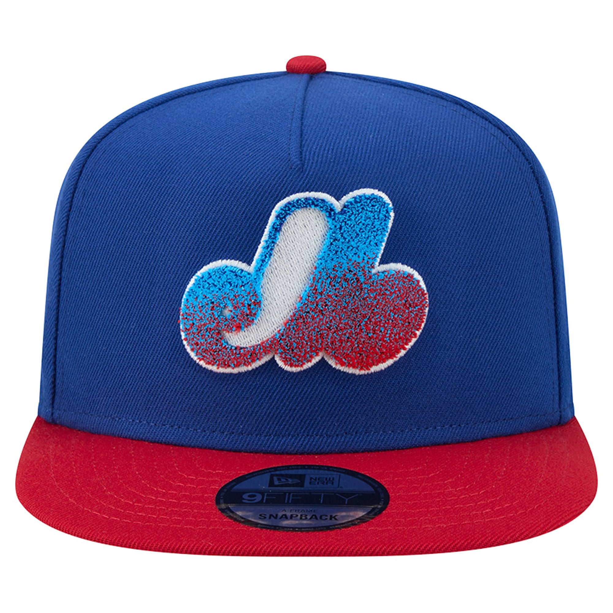 Casquette snapback New Era 9FIFTY pour homme, bleue et rouge, modèle Montréal Expos, en chenille dégradée.
