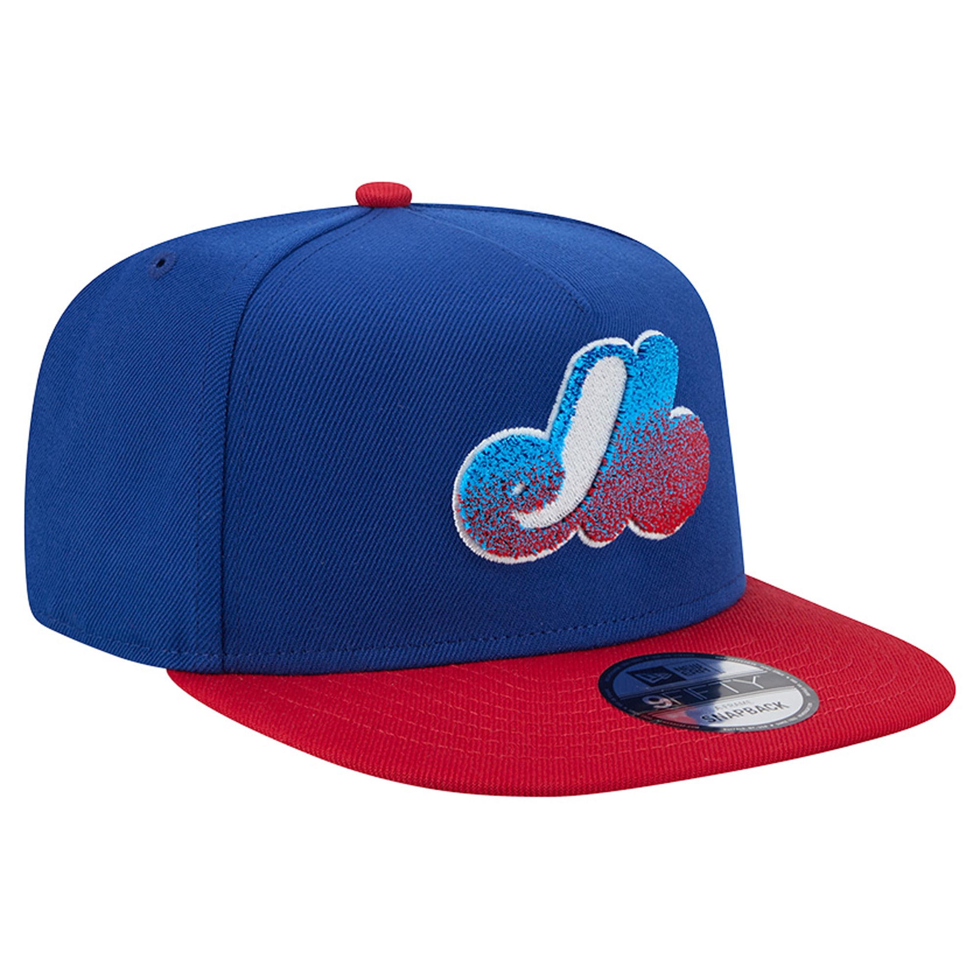 Casquette snapback New Era 9FIFTY pour homme, bleue et rouge, modèle Montréal Expos, en chenille dégradée.