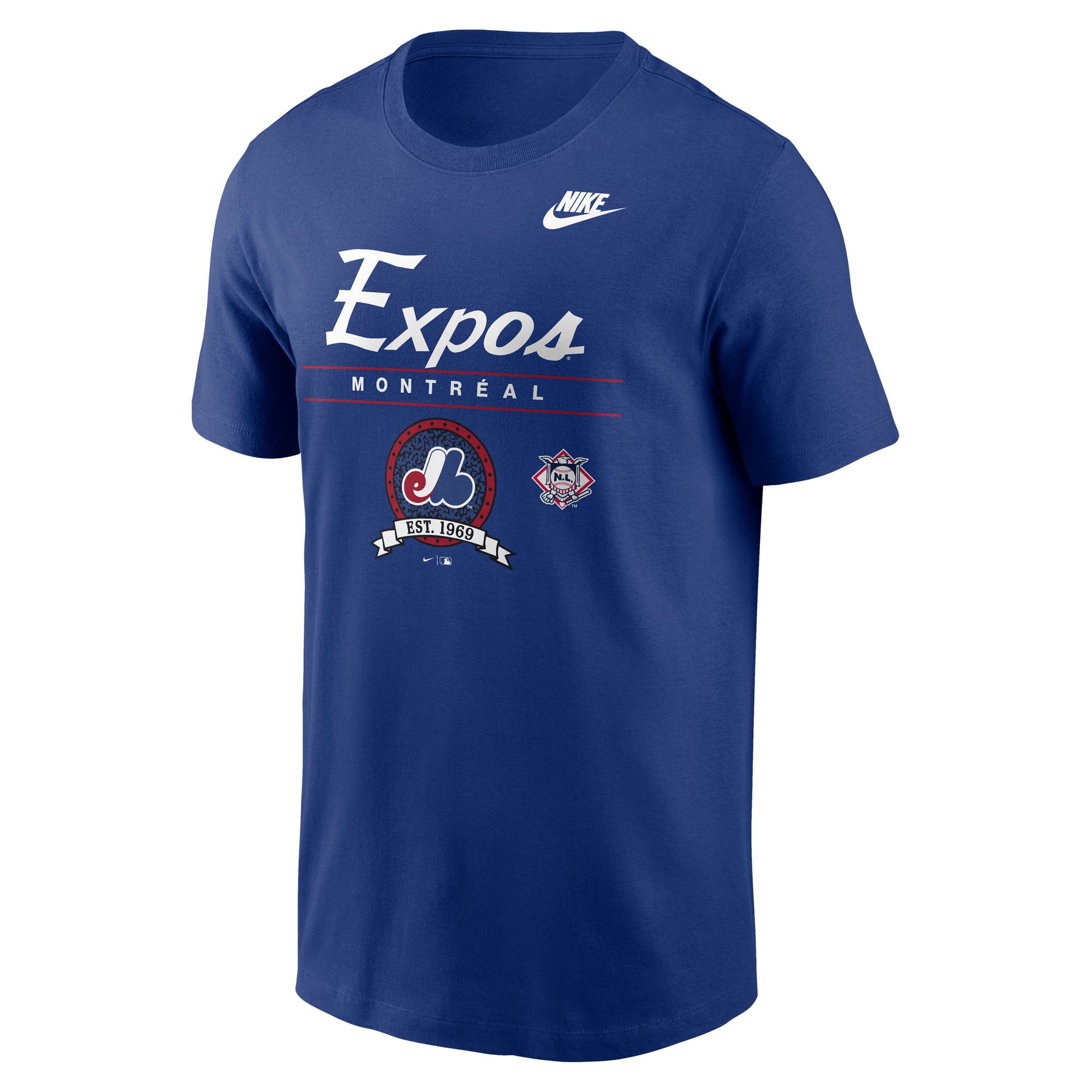 T-shirt graphique Nike bleu pour homme, modèle Cooperstown des Expos de Montréal