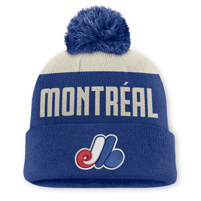  Montreal Expos Nike Cooperstown Collection Peak Standard Cuffed Knit Hat with Pom - Blue/White