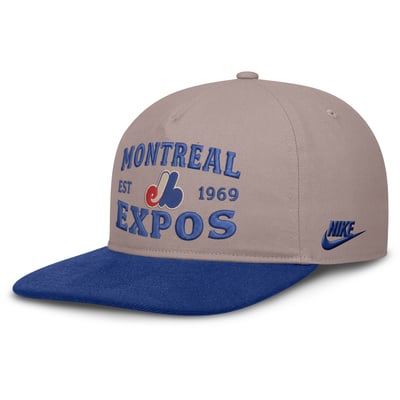 Montreal Expos Nike Cooperstown Pro 5-Panel Adjustable Hat - Light Brown/Blue