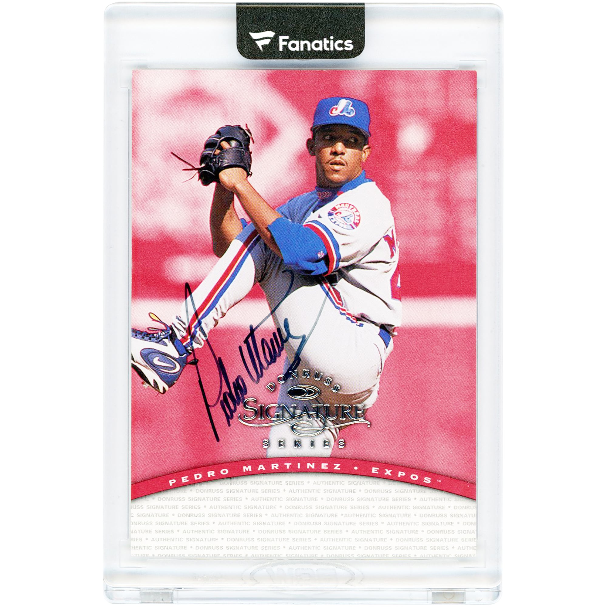 Carte autographiée de Pedro Martinez, des Expos de Montréal, série signature Donruss 1997, numéro NNO