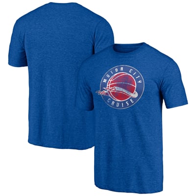 Motor City Cruise Distressed Primary Tri-Blend T-Shirt - Royal