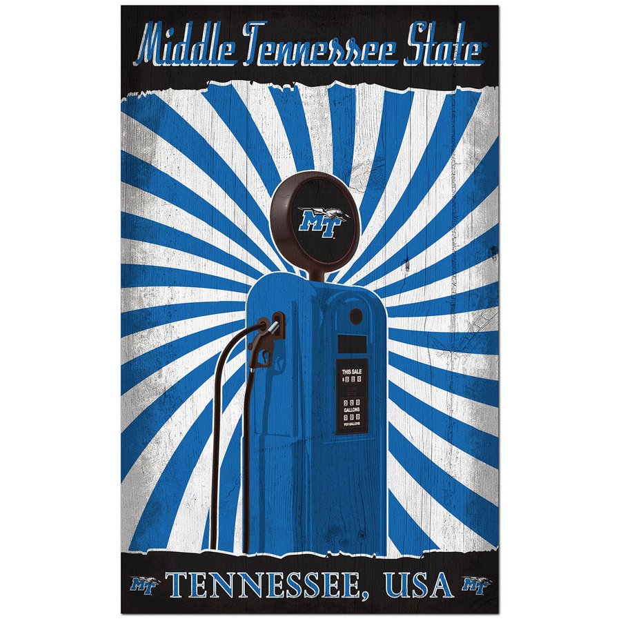 MTSU Blue Raiders 11'' x 19'' Retro Pump Location Sign