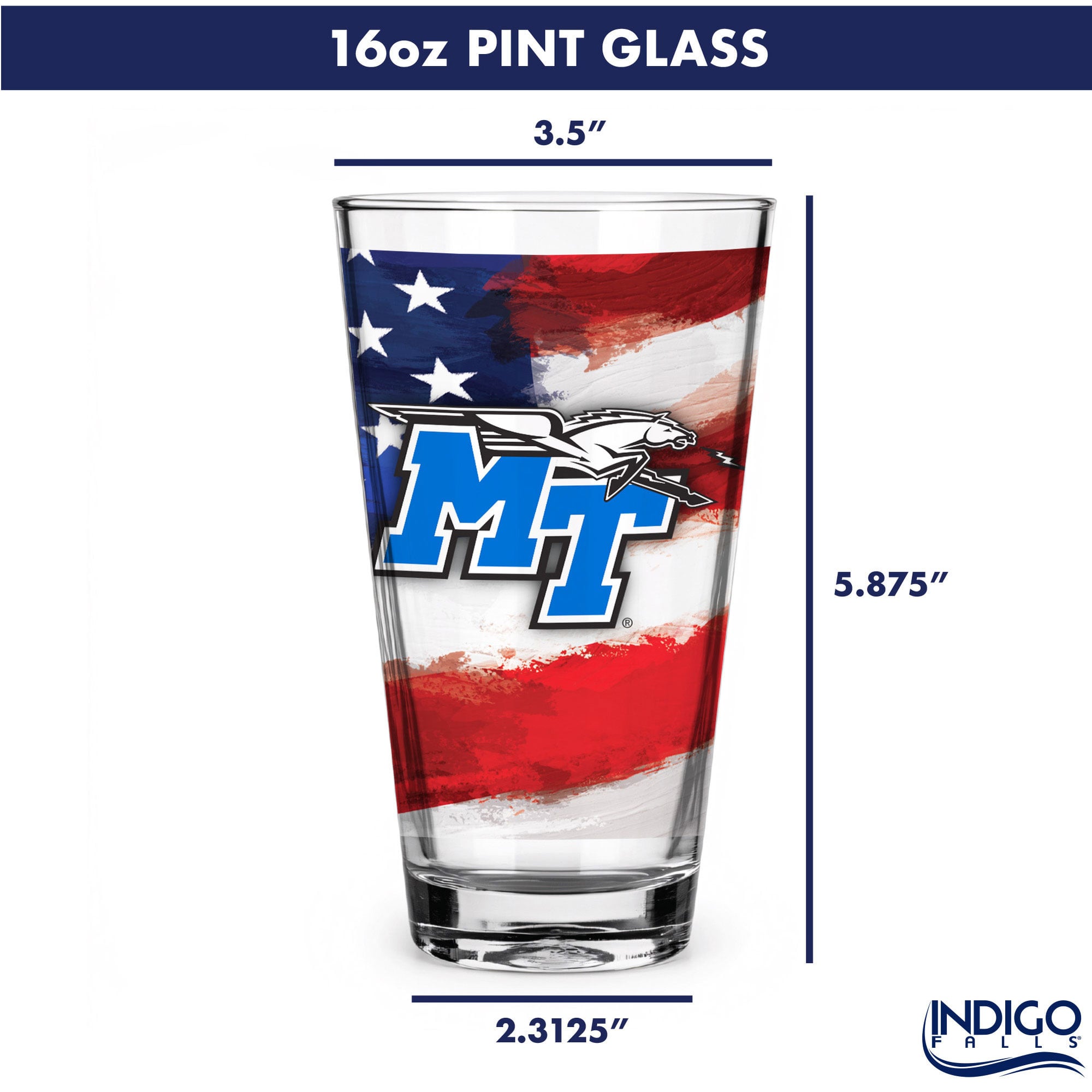 Ensemble de deux verres à bière Americana de 473 ml (16 oz) aux couleurs des Blue Raiders de MTSU
