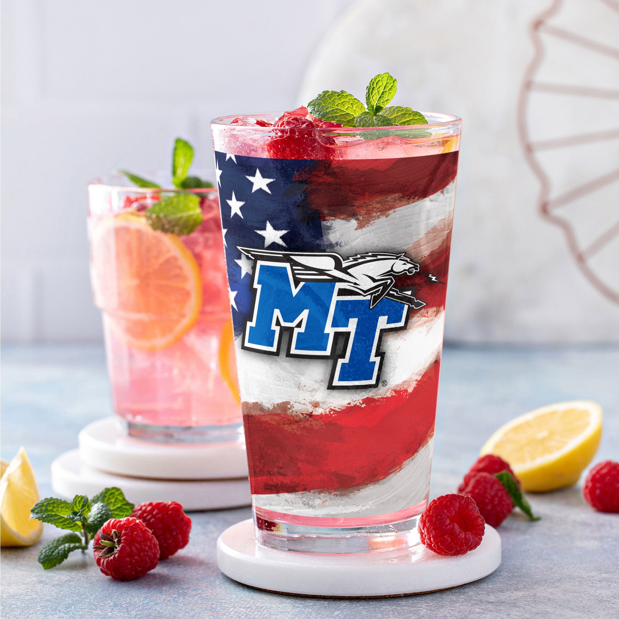 Ensemble de deux verres à bière Americana de 473 ml (16 oz) aux couleurs des Blue Raiders de MTSU