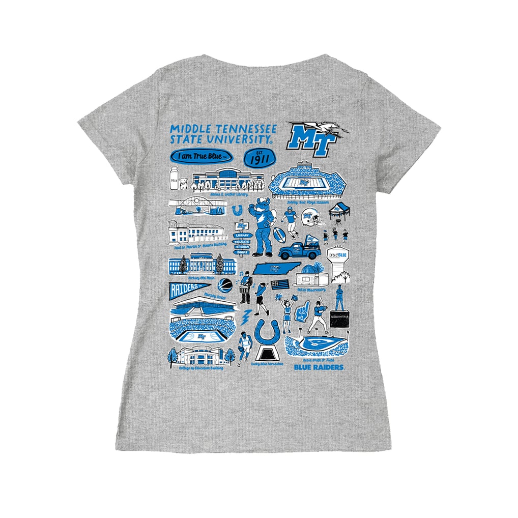 Women's Vive La Fete Gray MTSU Blue Raiders Impressions Artwork V-Neck ...
