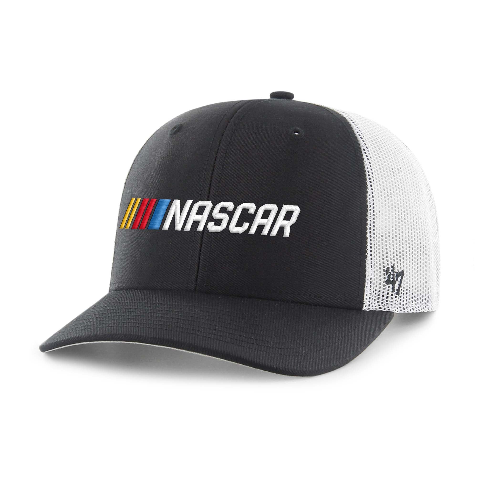 NASCAR Tonal Logo Black Trucker Hat - Structured Mesh Snapback Adjustable Cap