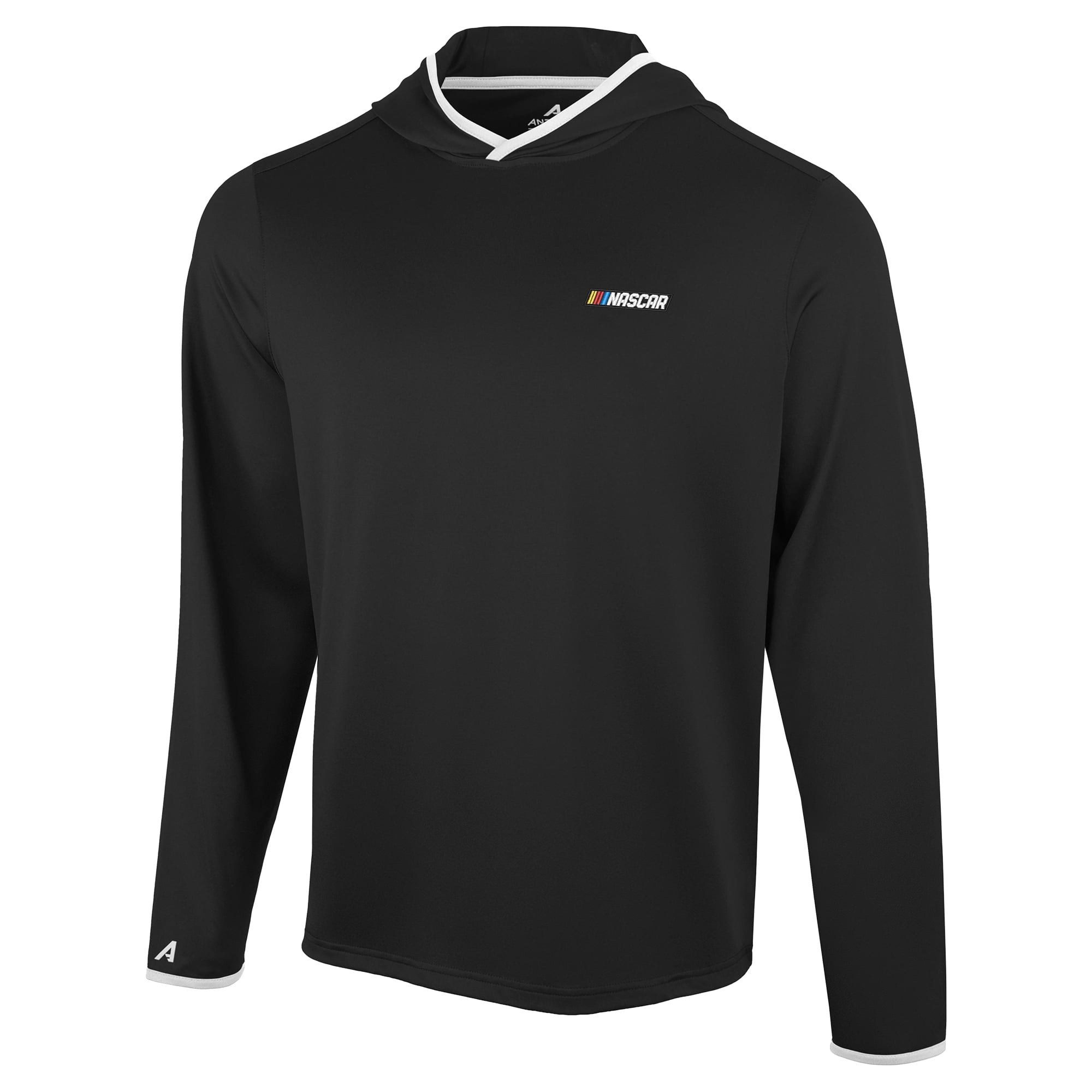 T-shirt à capuche manches longues Antigua Black NASCAR Brink Desert Dry pour homme