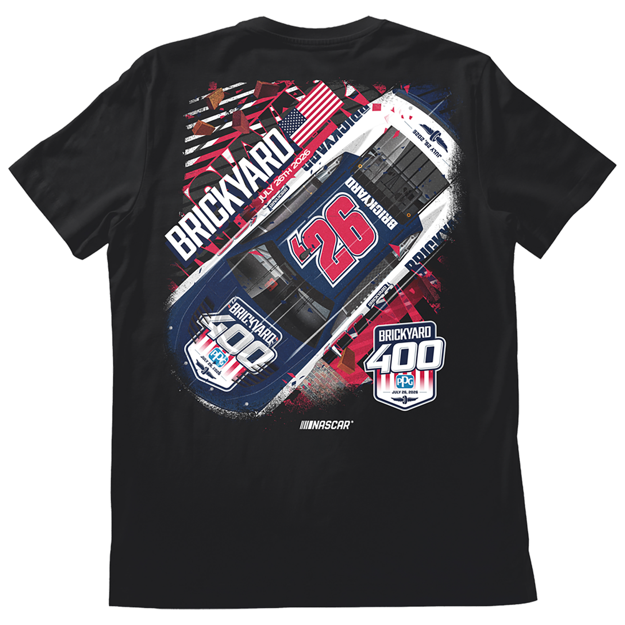 Men's Classic Ink Black NASCAR 2026 Brickyard 400 Car T-Shirt