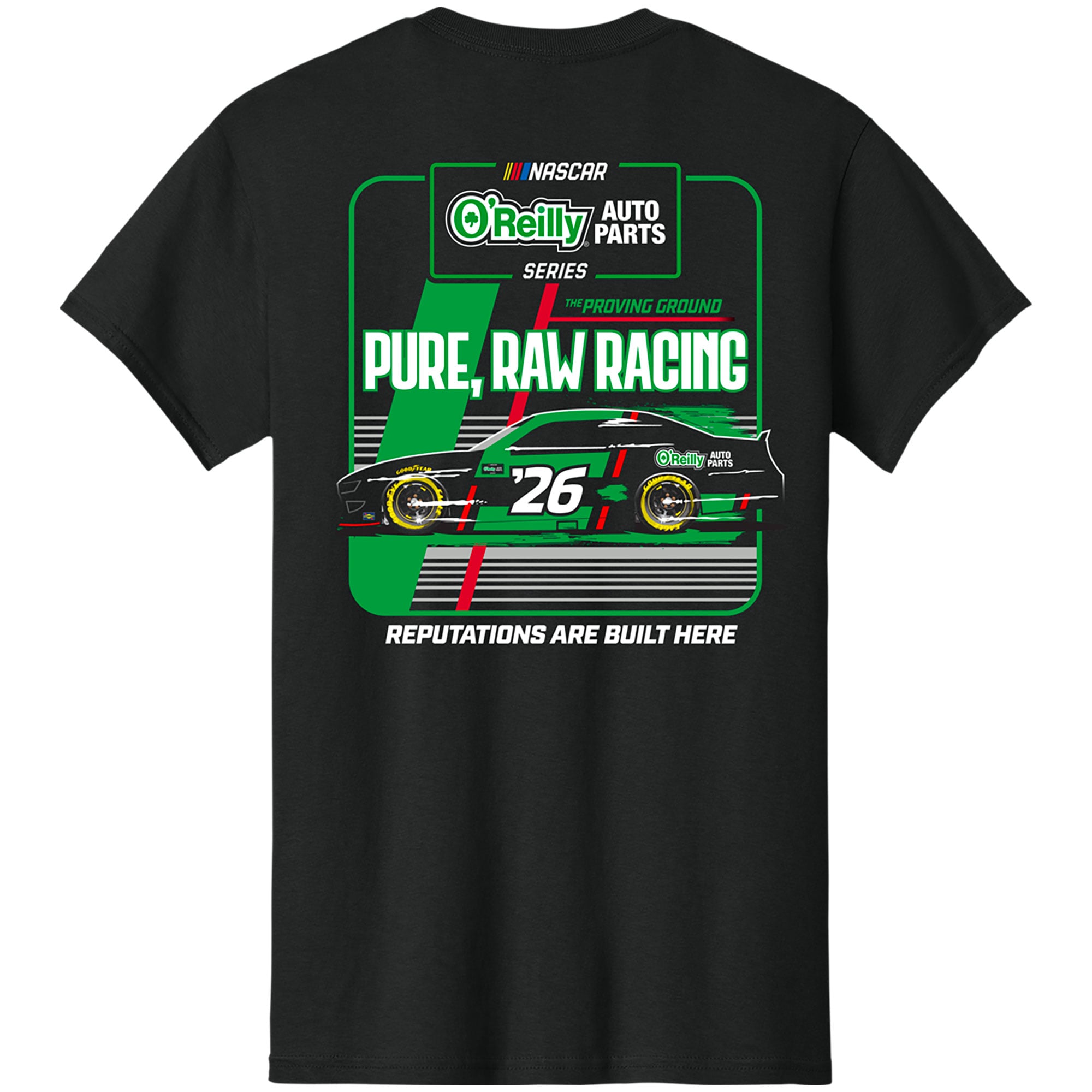 Men's Classic Ink Black NASCAR O'Reilly Auto Parts Series Car Graphic T-Shirt
