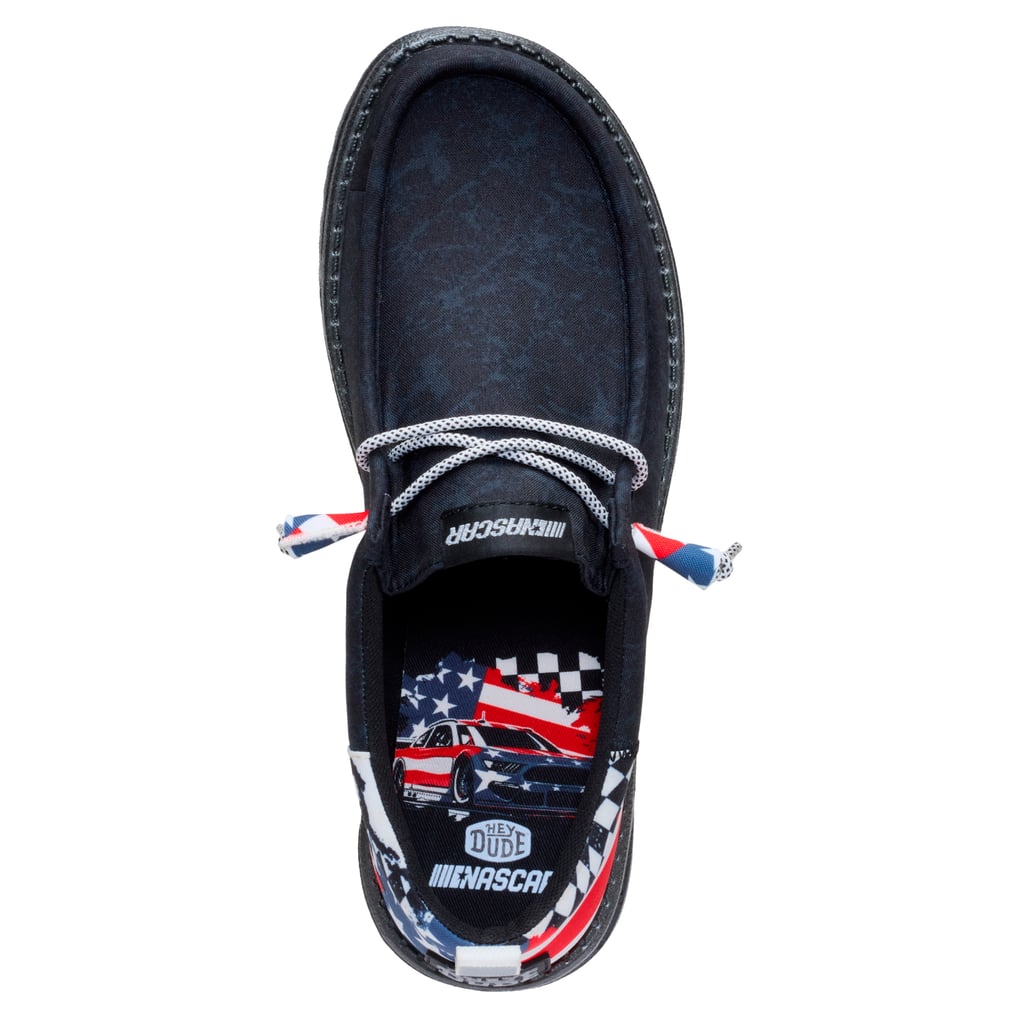 Hey Dude Wally NASCAR Shoes Mens Size 13 Black Ripstop Slip On Loafers NWT Wally Funk NASCAR Merica - HEYDUDE main image 4