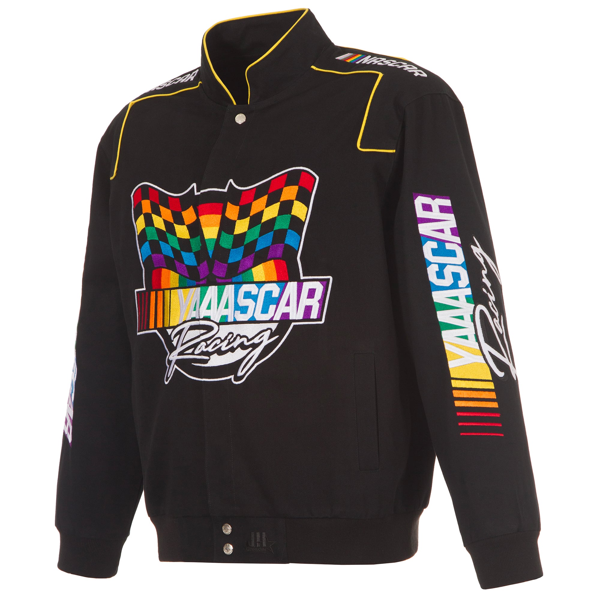 Veste à boutons-pression JH Design noire NASCAR YAAASCAR Pride pour homme