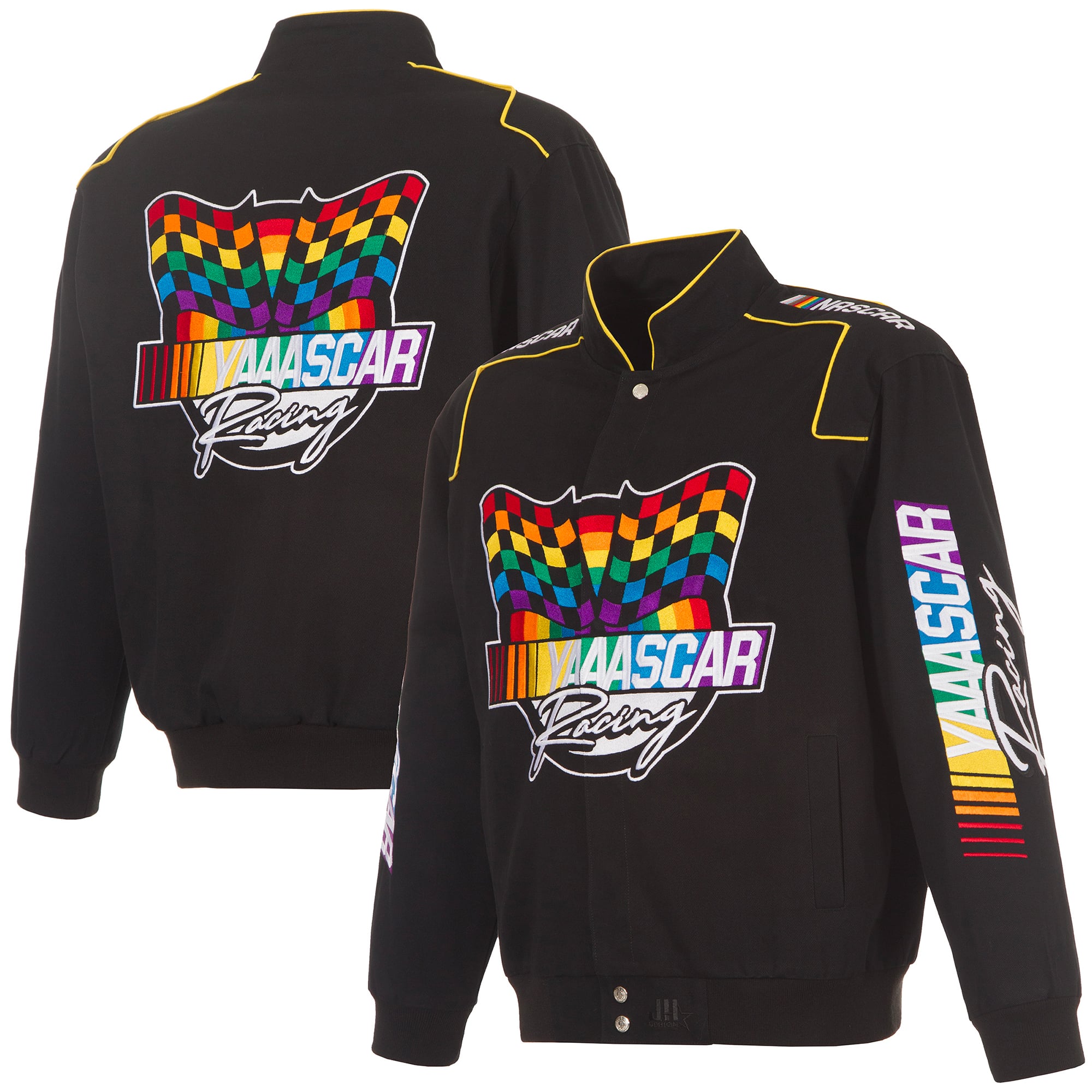 Veste à boutons-pression JH Design noire NASCAR YAAASCAR Pride pour homme
