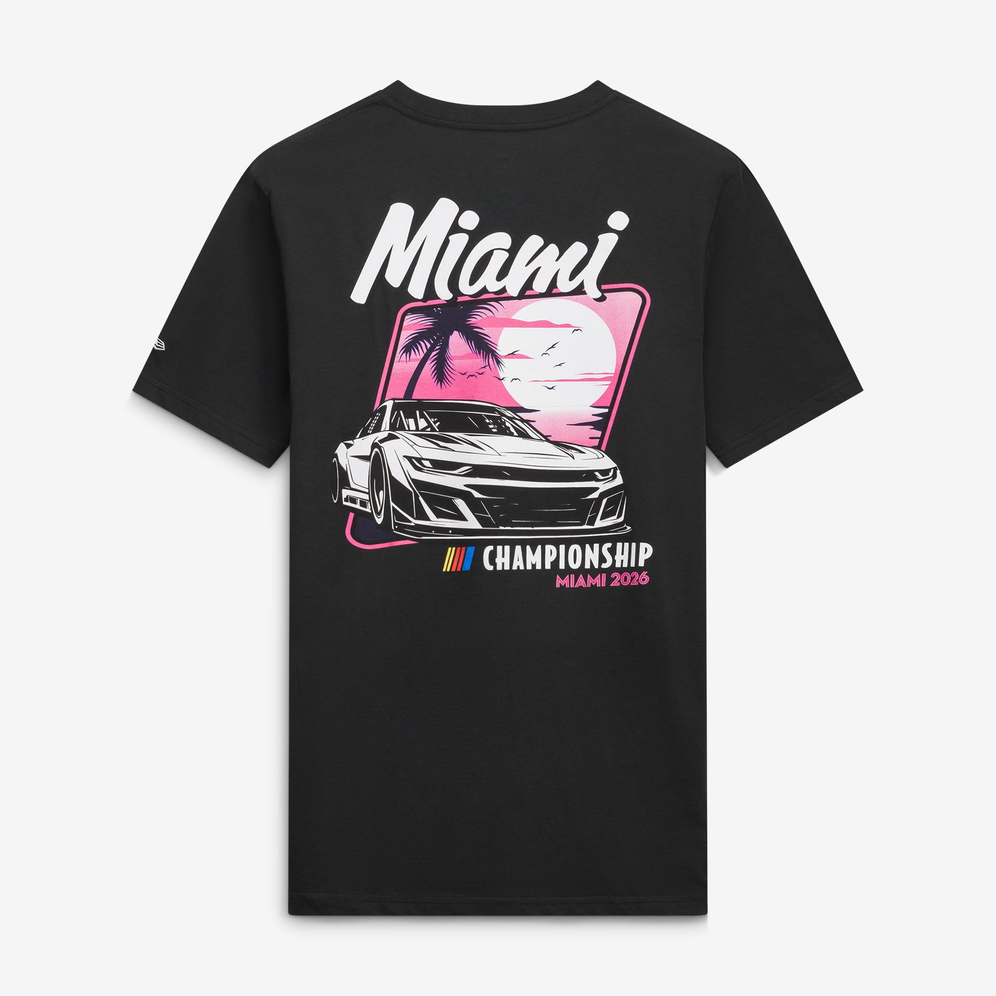 T-shirt noir New Era pour homme, championnat NASCAR Miami