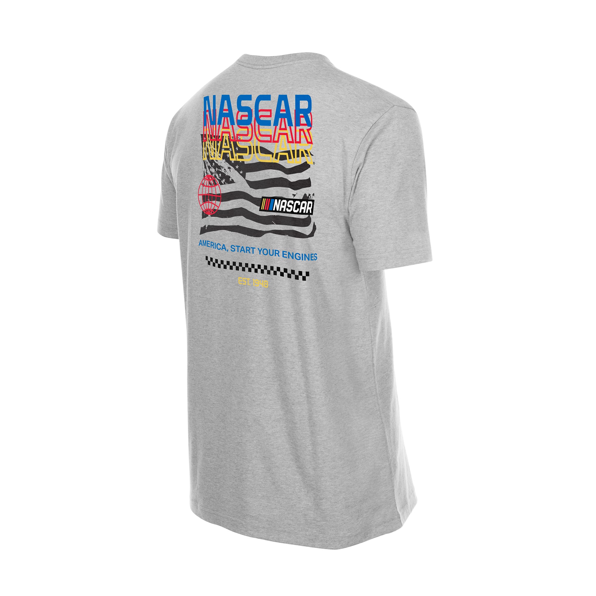 T-shirt gris New Era pour homme NASCAR « Start your Engines »