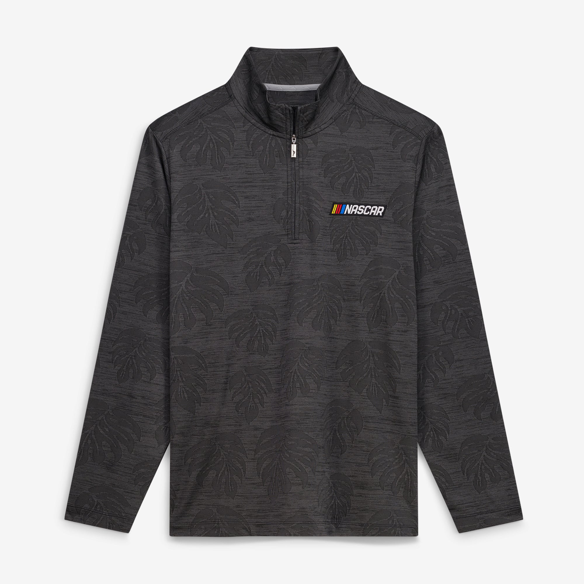 Men's Tommy Bahama  Black NASCAR Monstera Fade IslandZone Half-Zip Pullover