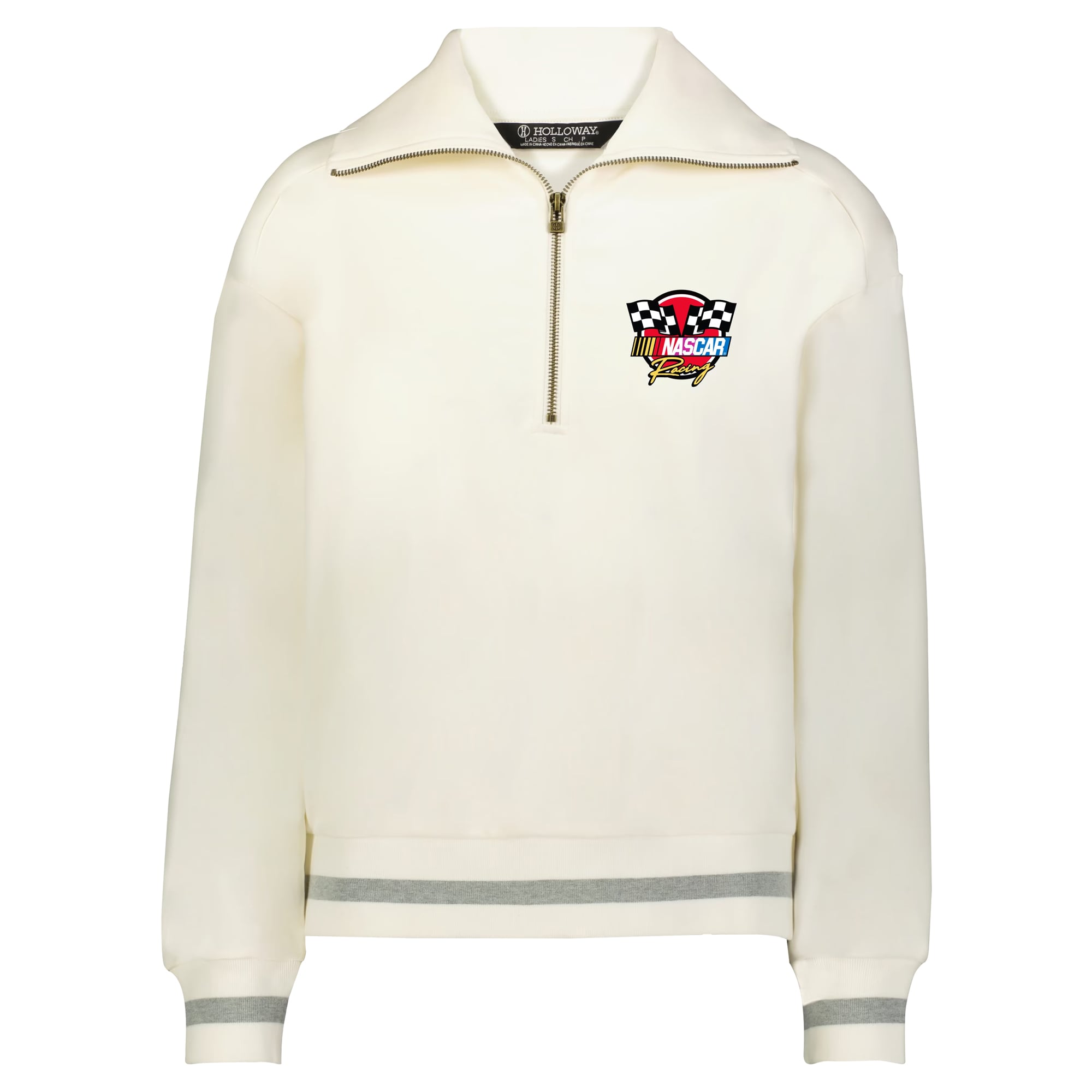 Women's Holloway  NASCAR Cream Quarter-Zip Tri-Blend Sweatshirt