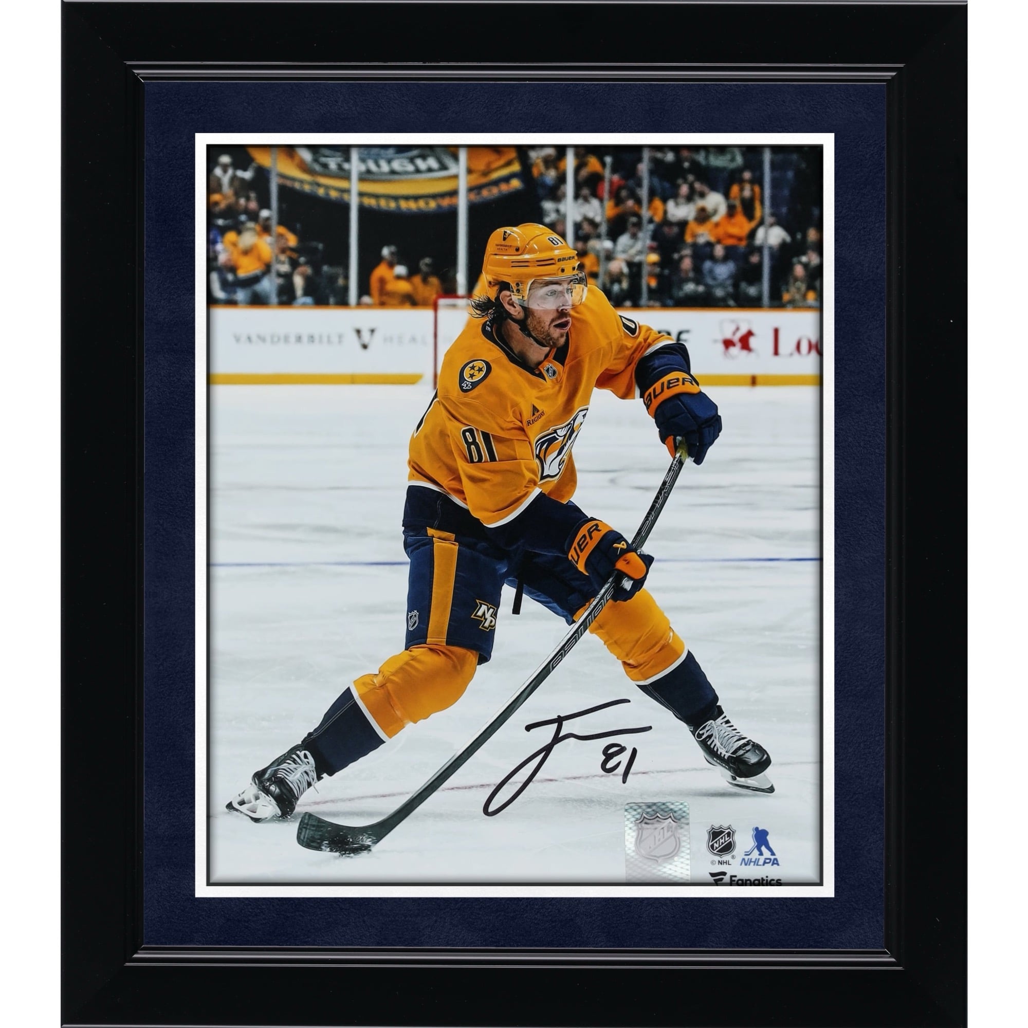 Jonathan Marchessault Nashville Predators Autographed 8" x 10" Gold Jersey Shooting Photograph