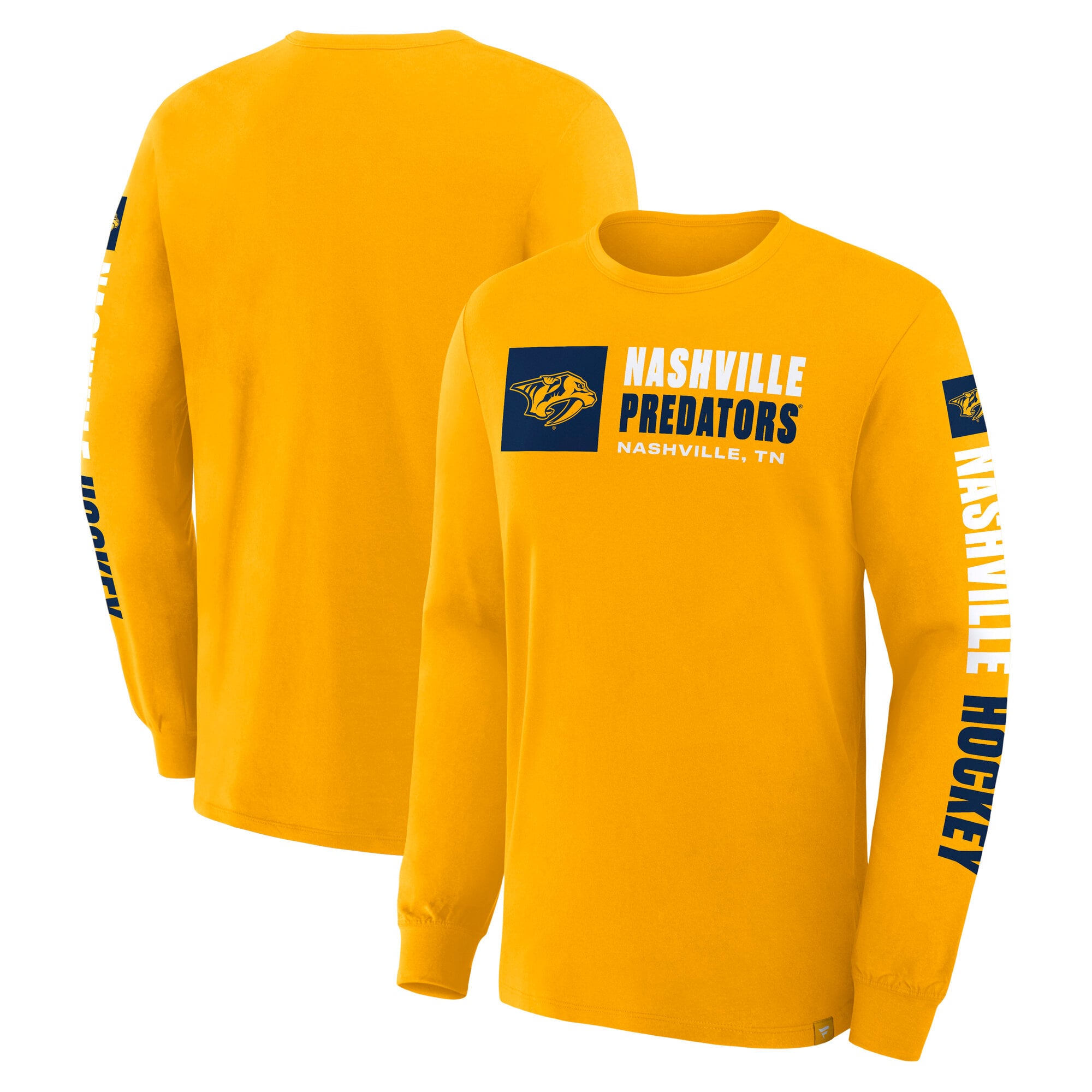 T-shirt à manches longues Fanatics Gold Nashville Predators Goal Crease Legacy pour homme