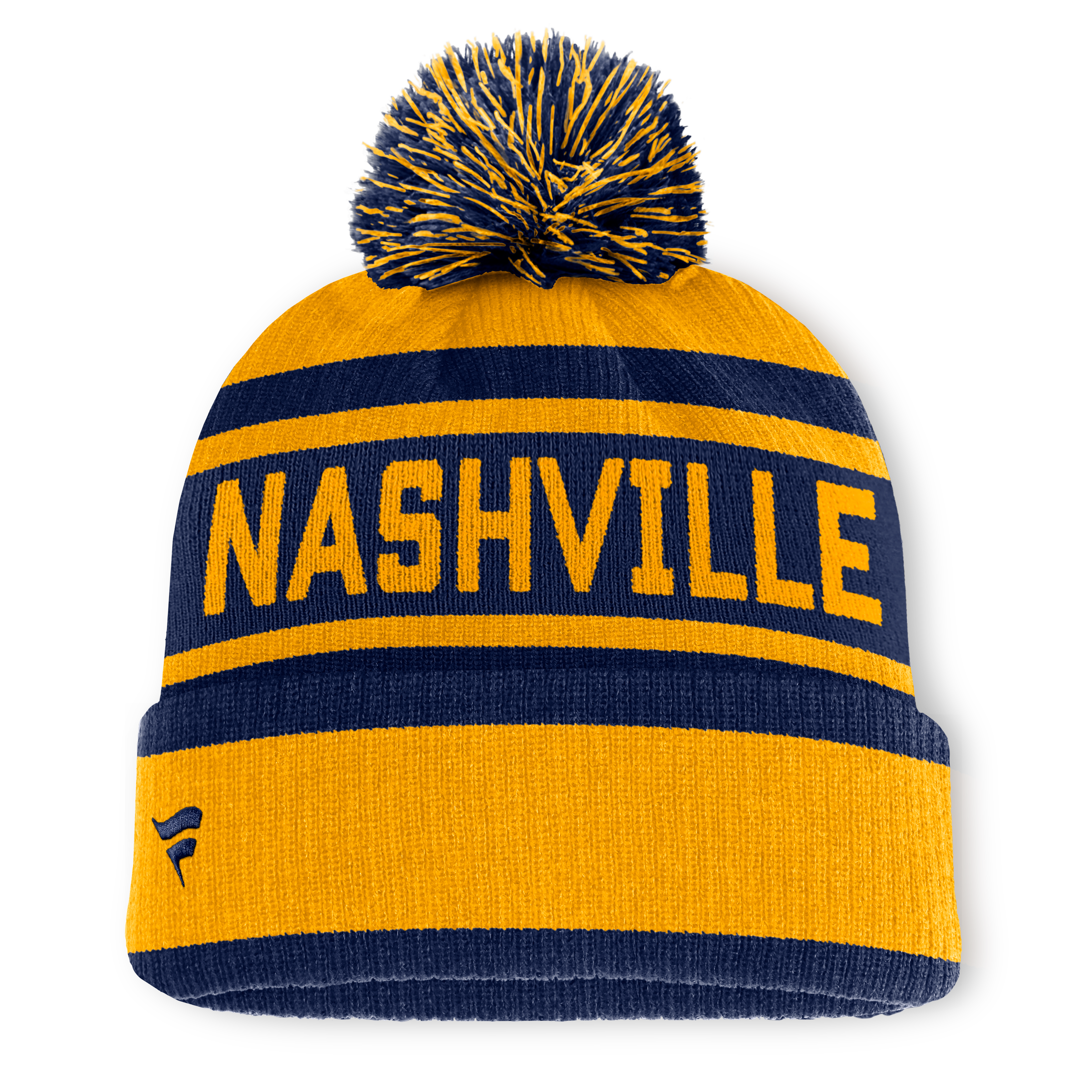 Bonnet à revers Fanatics Gold/Navy Nashville Predators Fundamental pour homme avec pompon