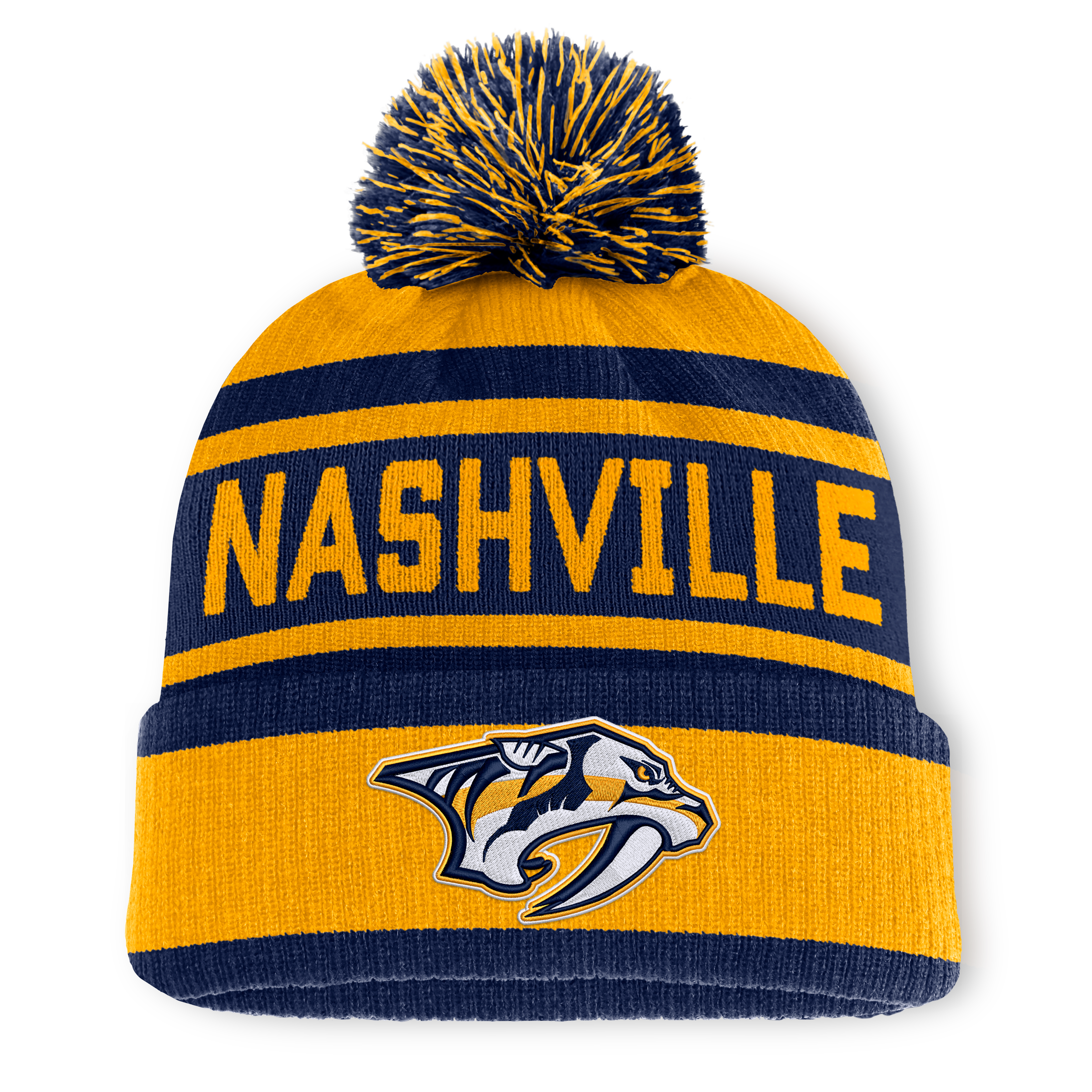 Bonnet à revers Fanatics Gold/Navy Nashville Predators Fundamental pour homme avec pompon