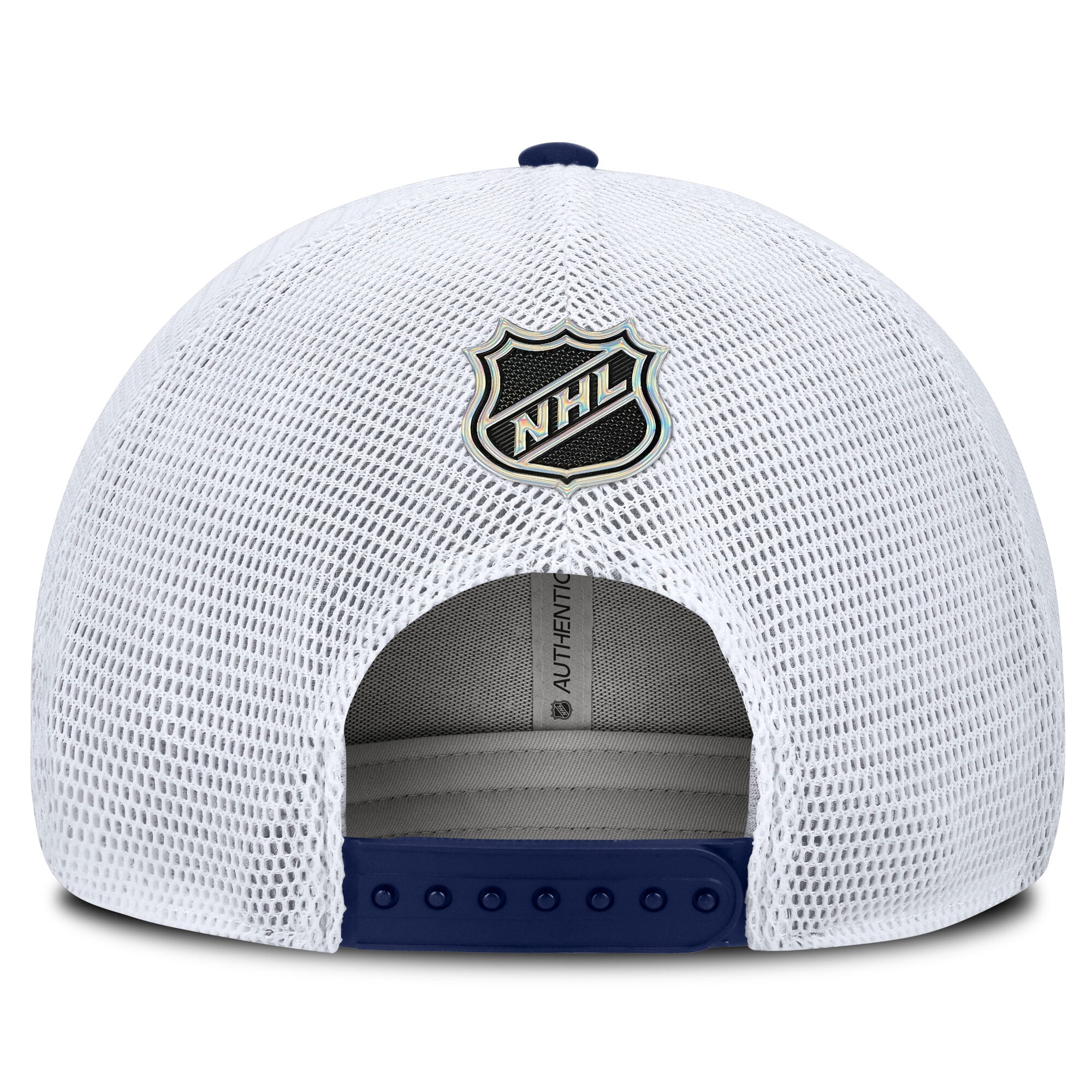 Men's Fanatics Navy Nashville Predators Authentic Pro Rink Boxed Logo Trucker Hat