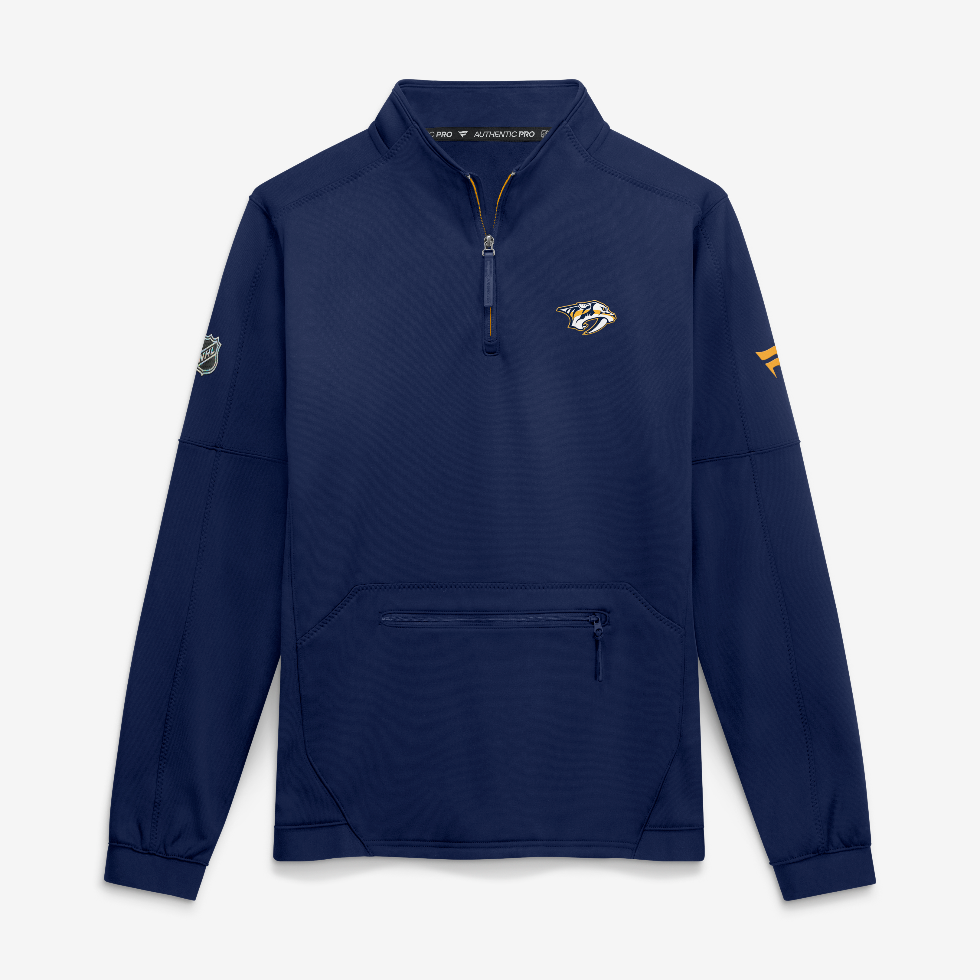 Pull-over polaire à col zippé Fanatics Navy Nashville Predators Authentic Pro Rink pour homme