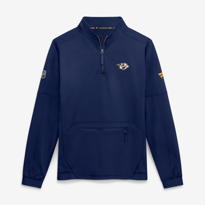 Men's Nashville Predators Fanatics Navy Authentic Pro Rink Fleece Quarter-Zip Pullover