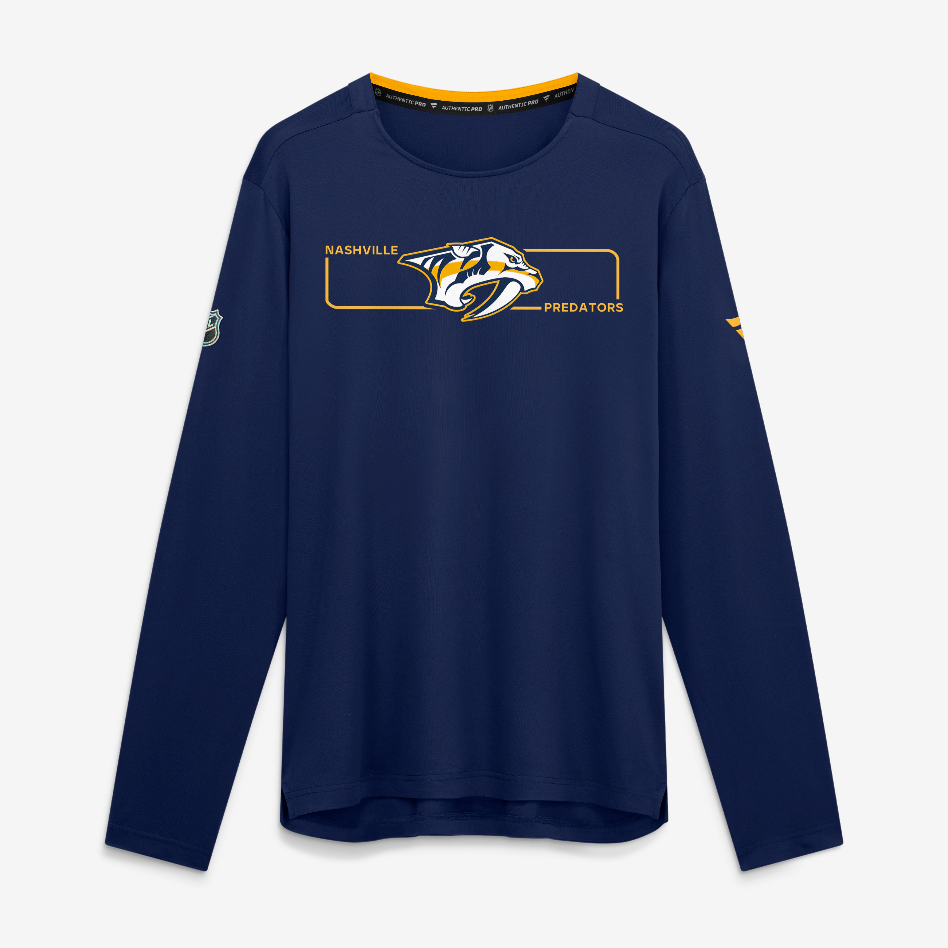 T-shirt à manches longues Fanatics Navy Nashville Predators Authentic Pro Rink Tech pour homme