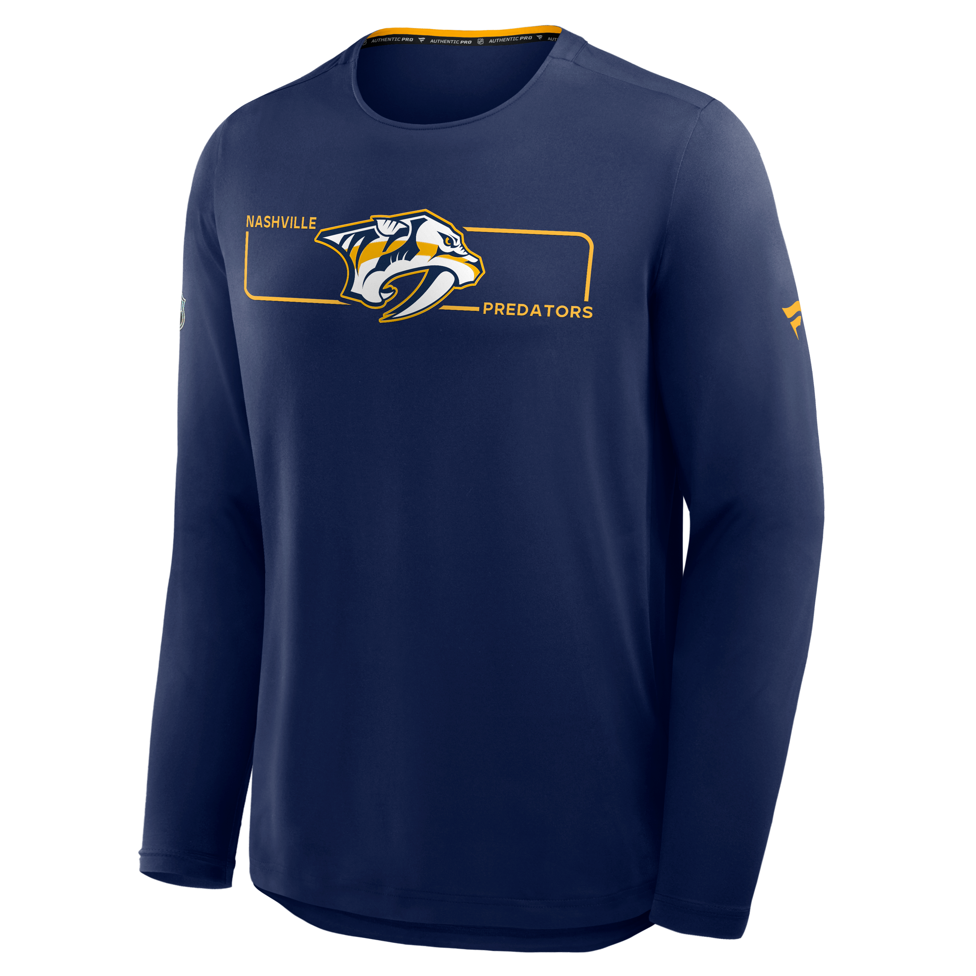 T-shirt à manches longues Fanatics Navy Nashville Predators Authentic Pro Rink Tech pour homme