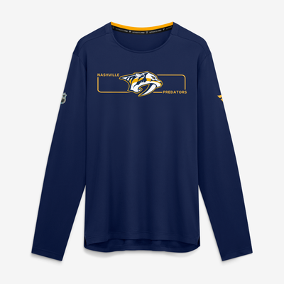 Men's Nashville Predators Fanatics Navy Authentic Pro Rink Tech Long Sleeve T-Shirt