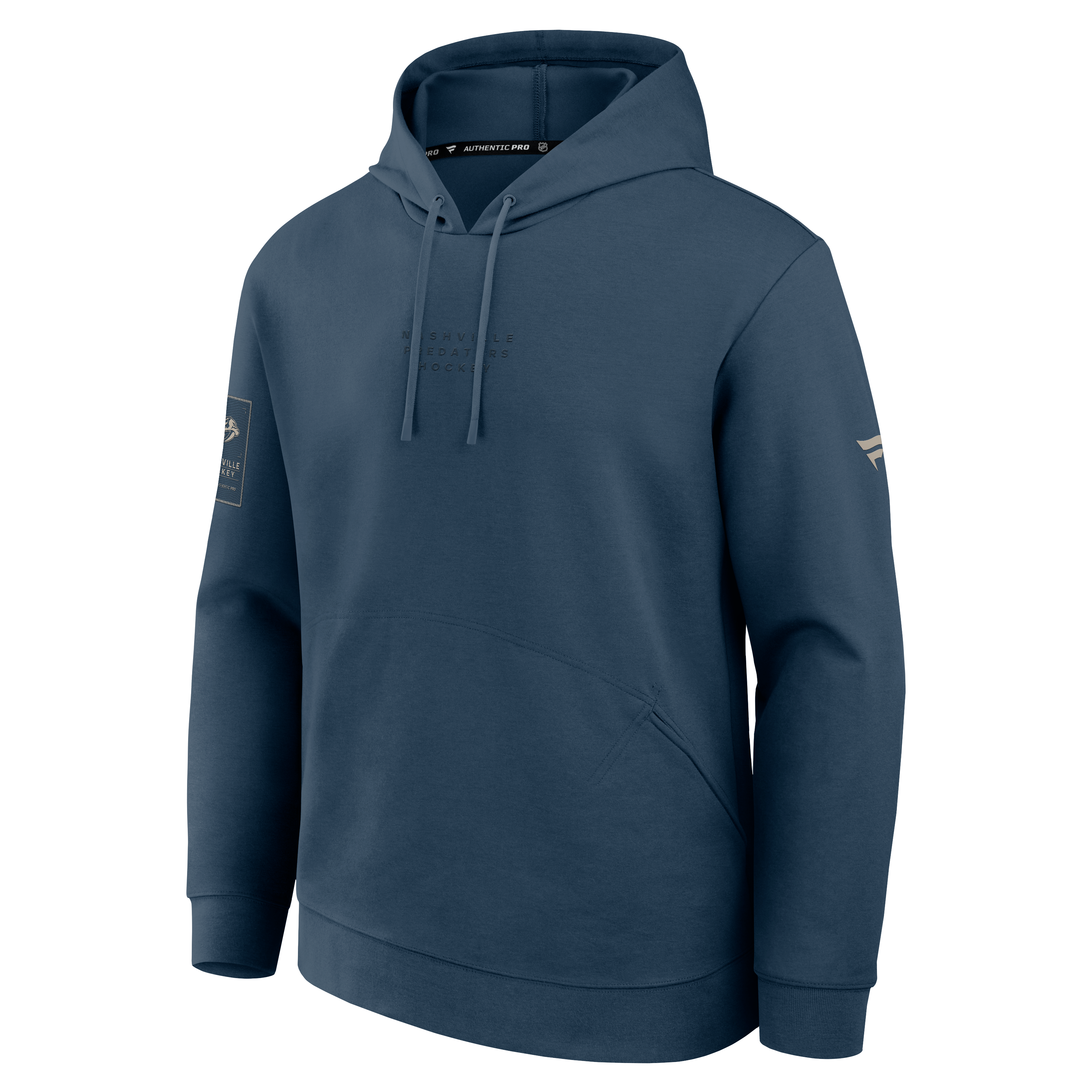 Sweat à capuche authentique Fanatics Navy Nashville Predators Pro Road pour homme