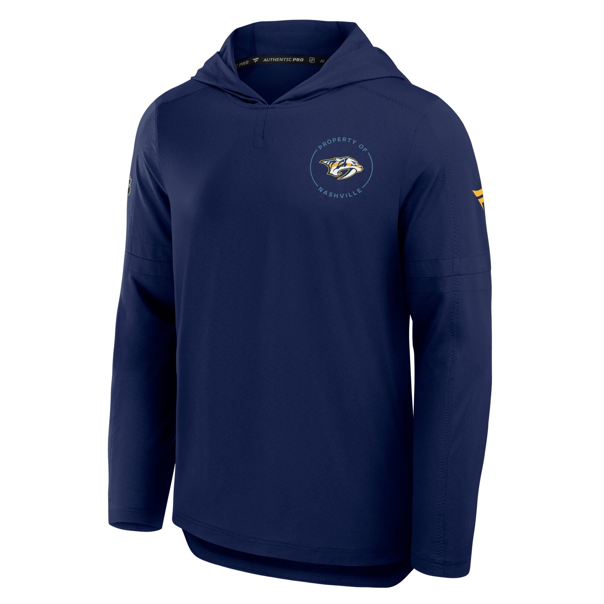 Sweat à capuche léger Fanatics Navy Nashville Predators Authentic Pro Train pour homme