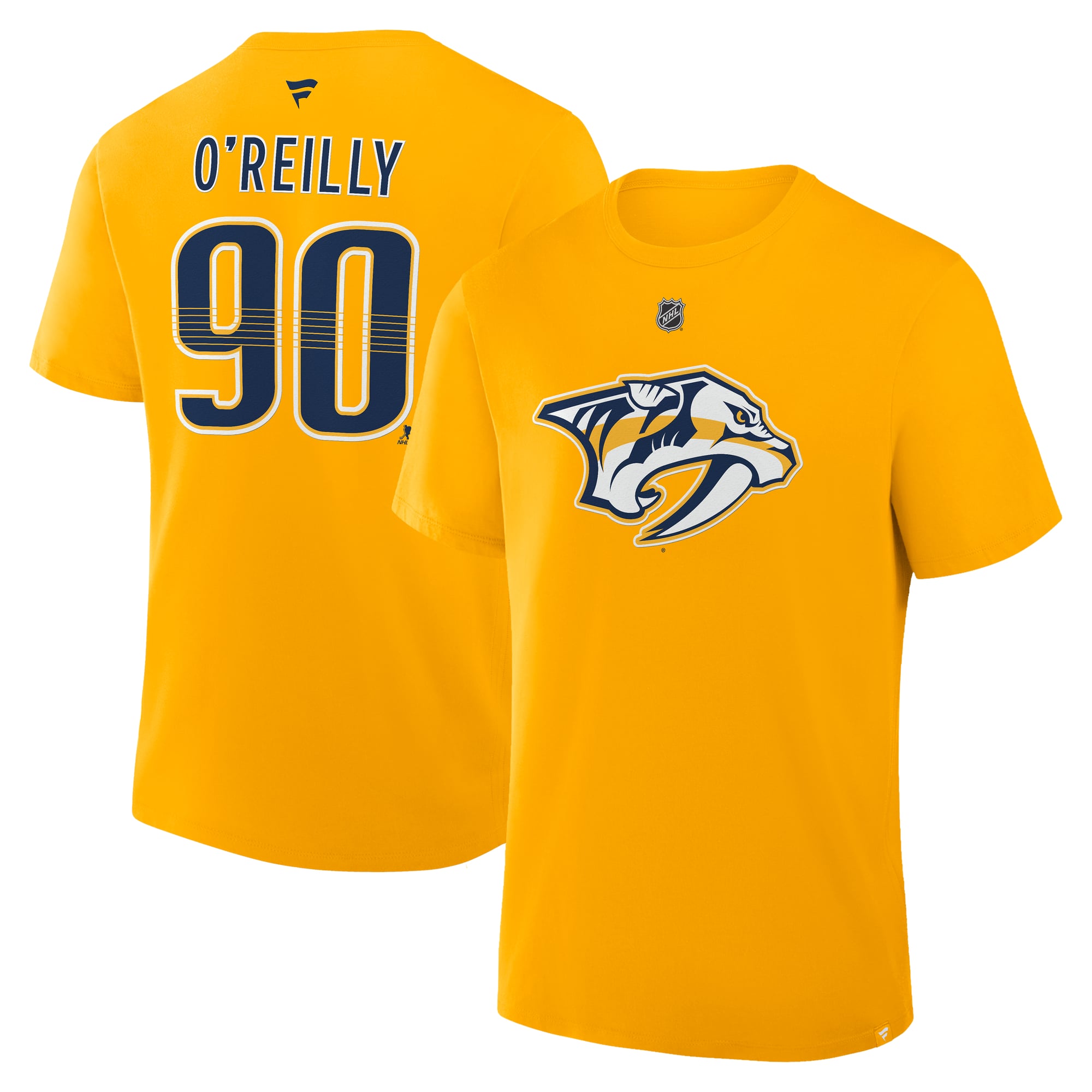 Men's Fanatics Ryan O'Reilly Gold Nashville Predators Authentic Stack Name & Number T-Shirt