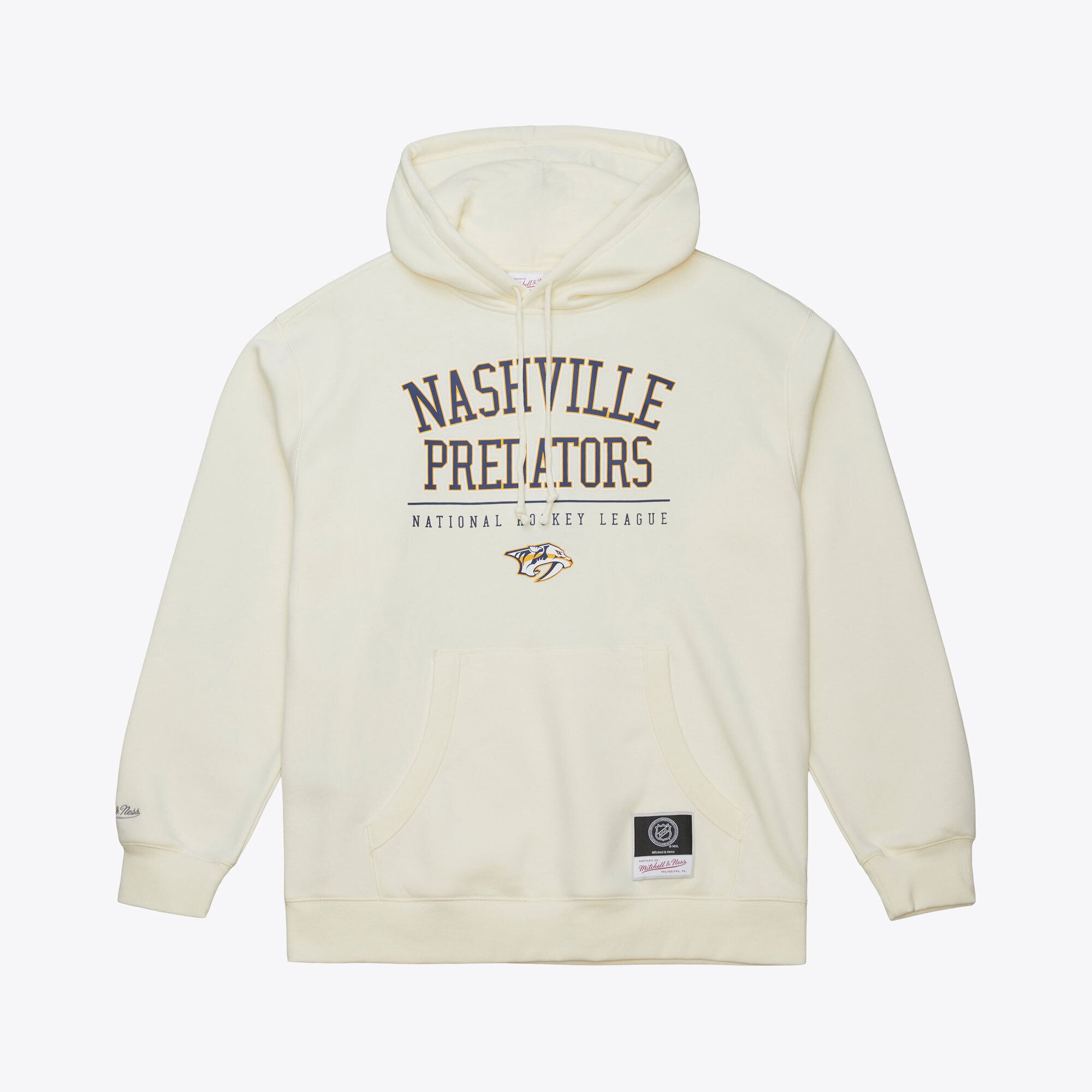 Sweat à capuche en polaire Mitchell & Ness crème pour homme, avec logo des Predators de Nashville.