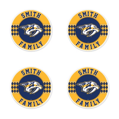 Nashville Predators 4" Personalized Circular Coasters 4-Pack Set