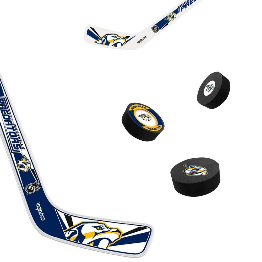 The Sports Vault Nashville Predators Mini Hockey Stick & Foam Puck Eight-Piece Set